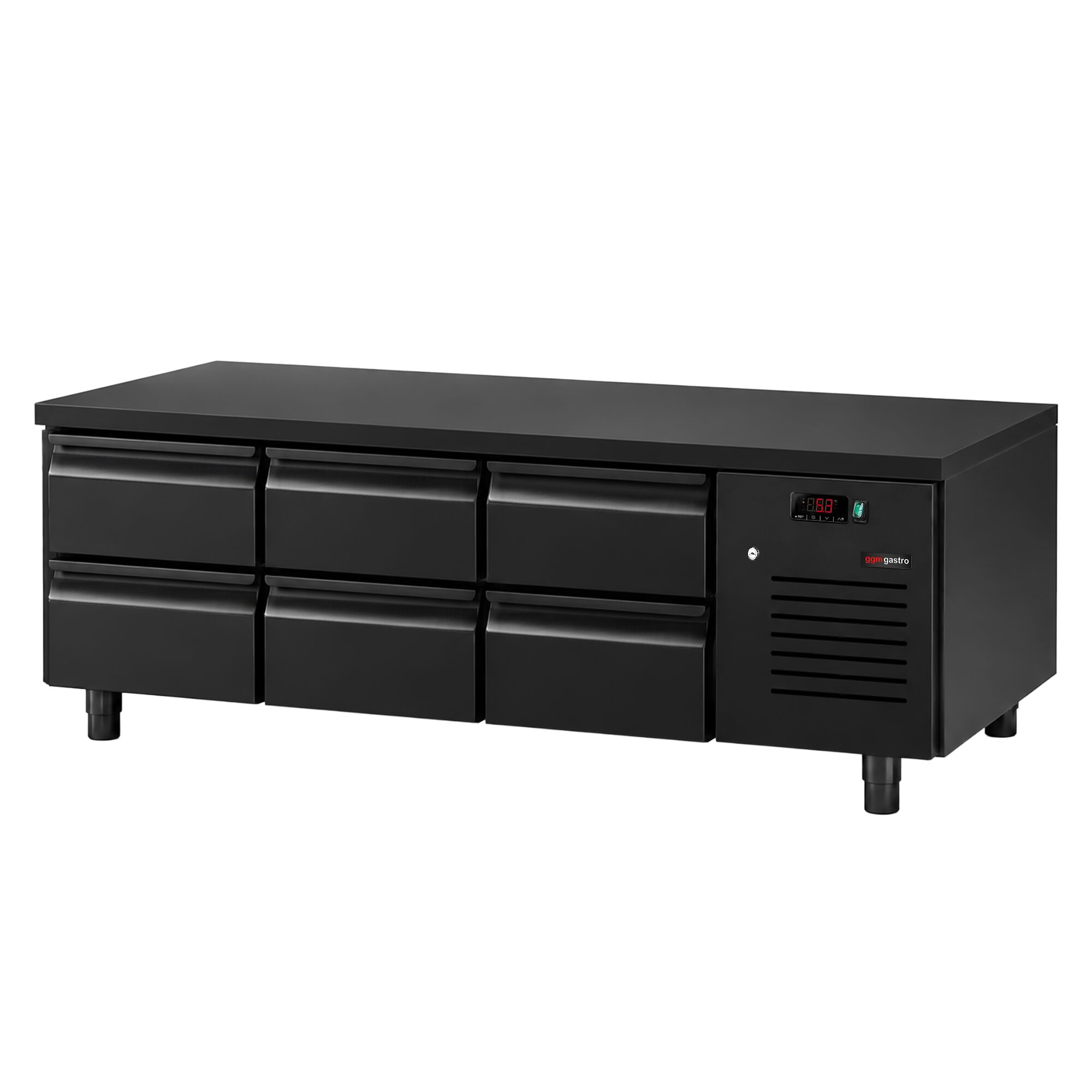 Meuble bas réfrigéré - 2000mm - 288 litres - 6x GN 1/1 tiroirs - noir mat