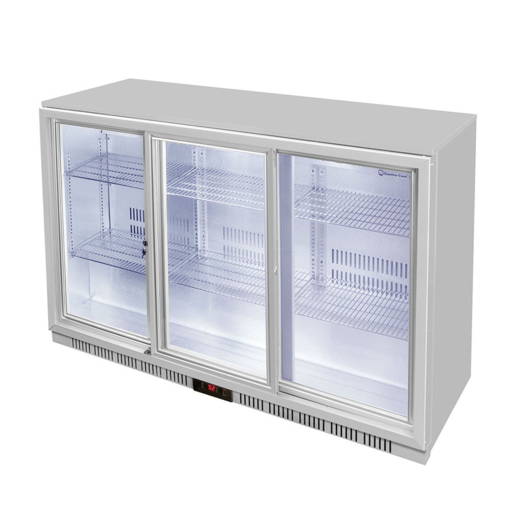 GASTRO-COOL | Barkyl – 1350 mm – 312 liter – med 3 glasskjutdörrar – Silver