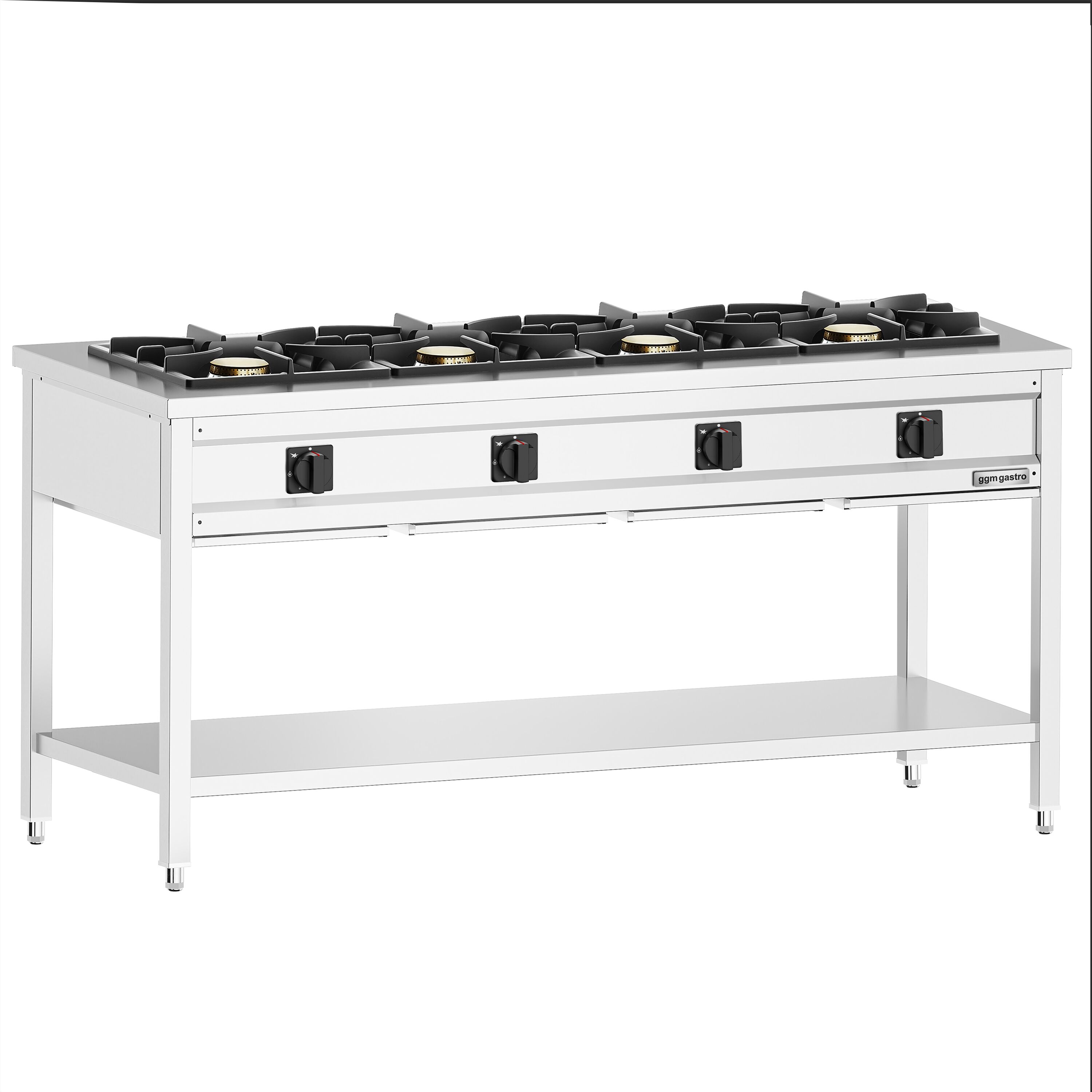 Fourneau à gaz – 34 kW – 4 brûleurs – ouvert avec socle de base & tiroir de récupération