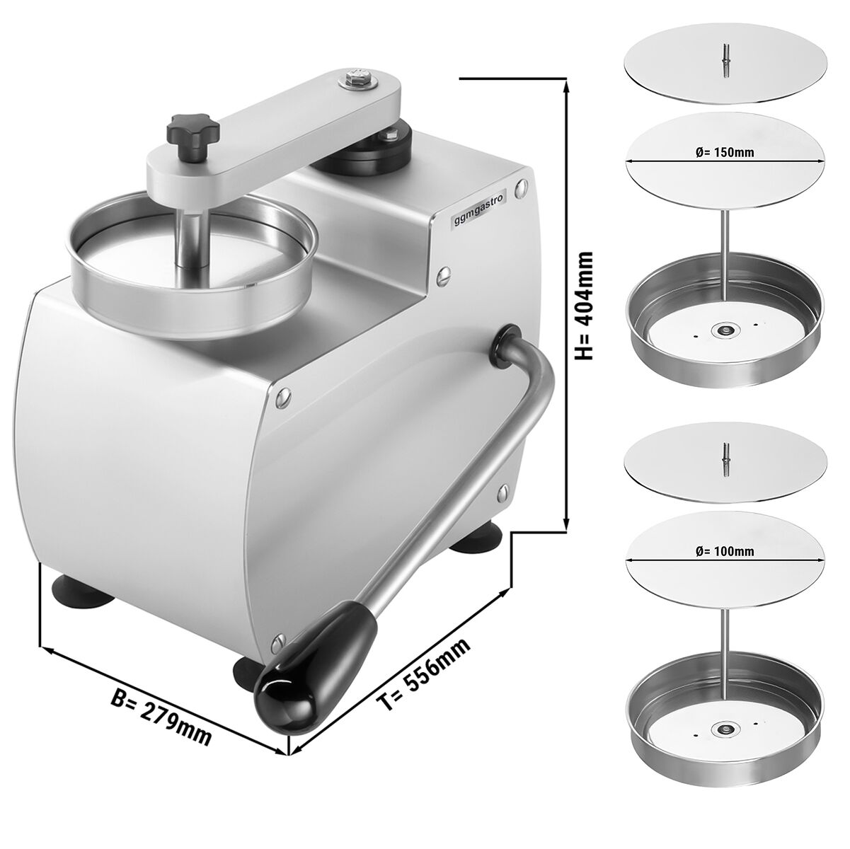 Machine à hamburgers manuelle - incl. moules à steak haché Ø 10 + 15 cm