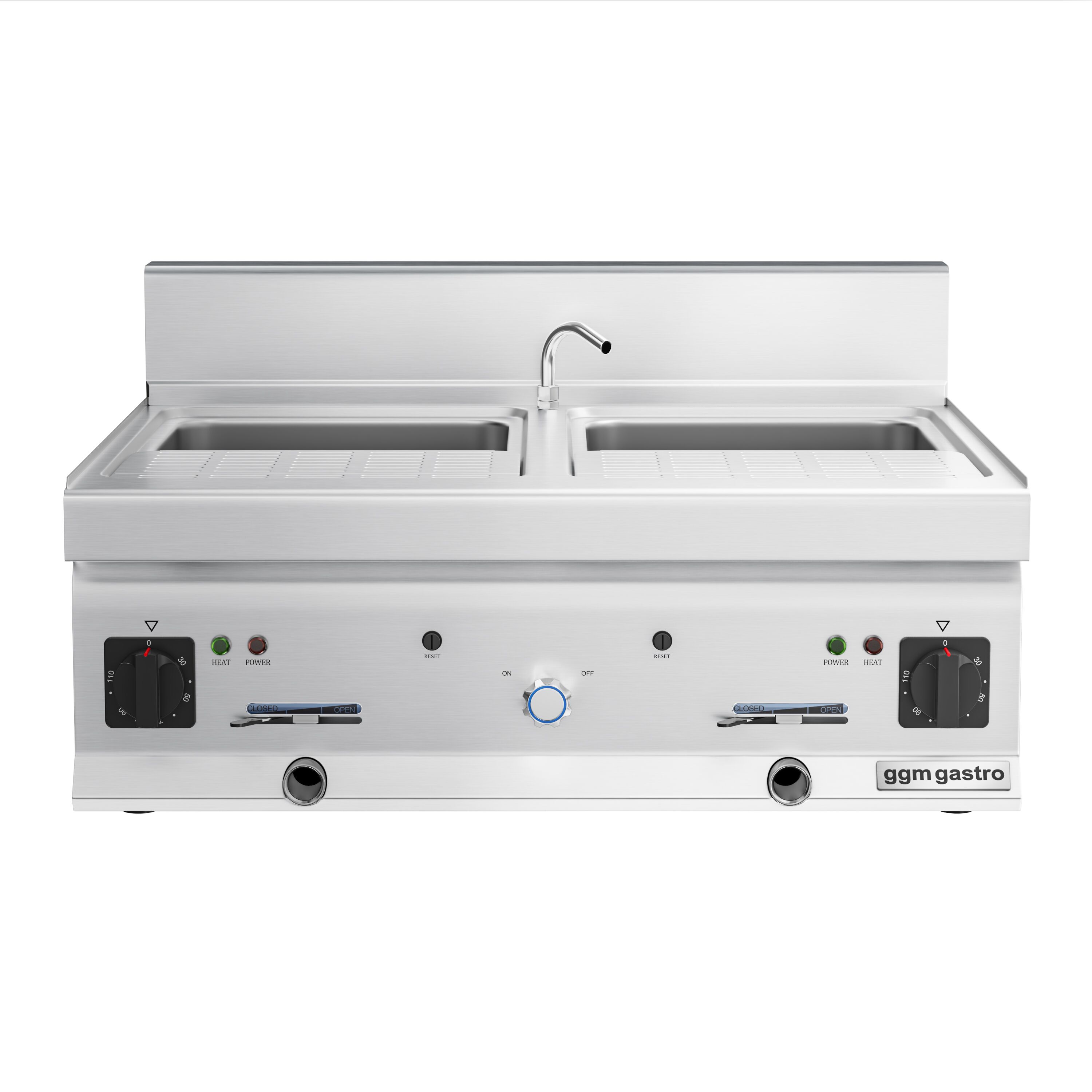Cuiseur à pâtes électrique avec robinet – 2 × 26 L – 12 kW