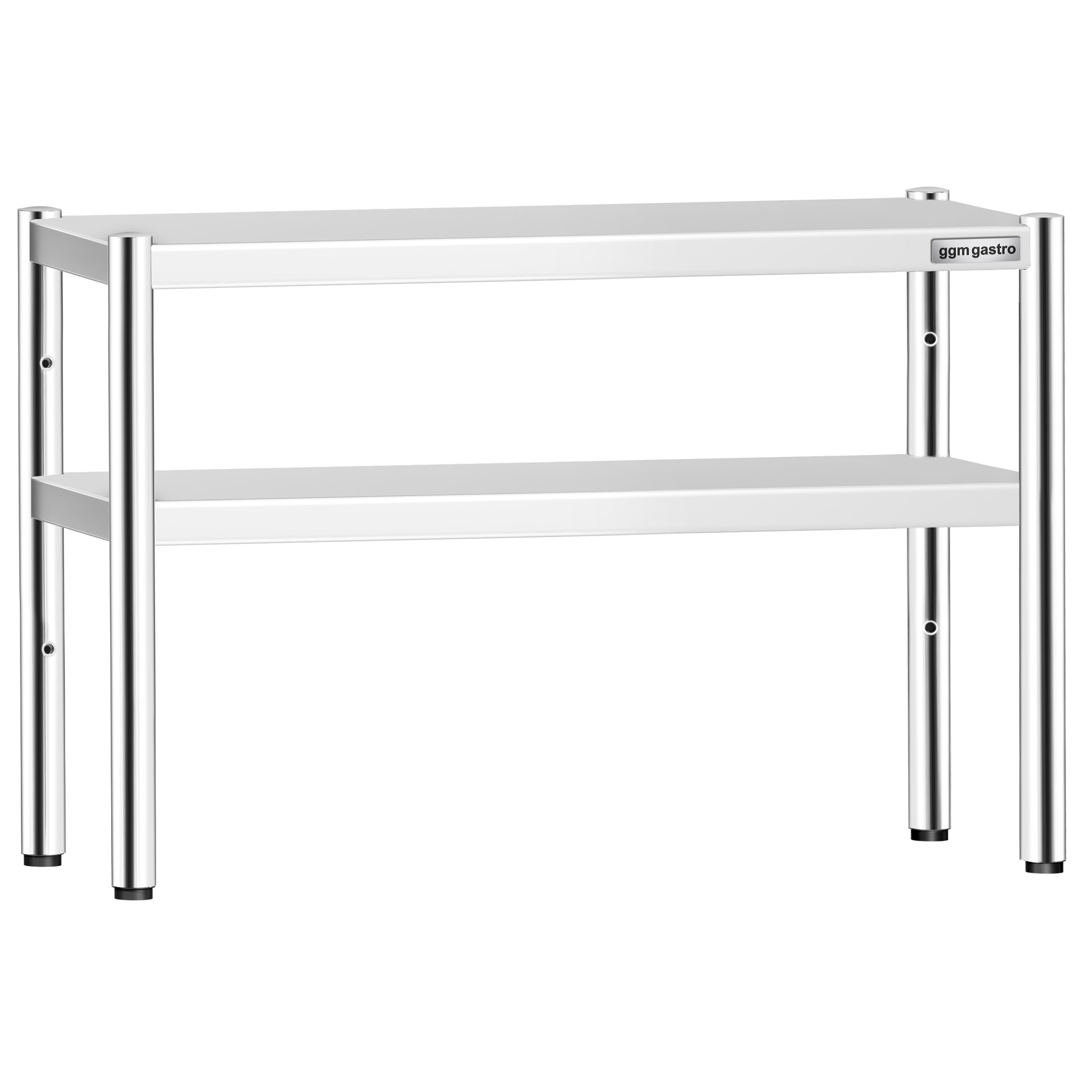 Étagère supérieure en inox – 2 niveaux – 1200 × 370 mm – hauteur réglable