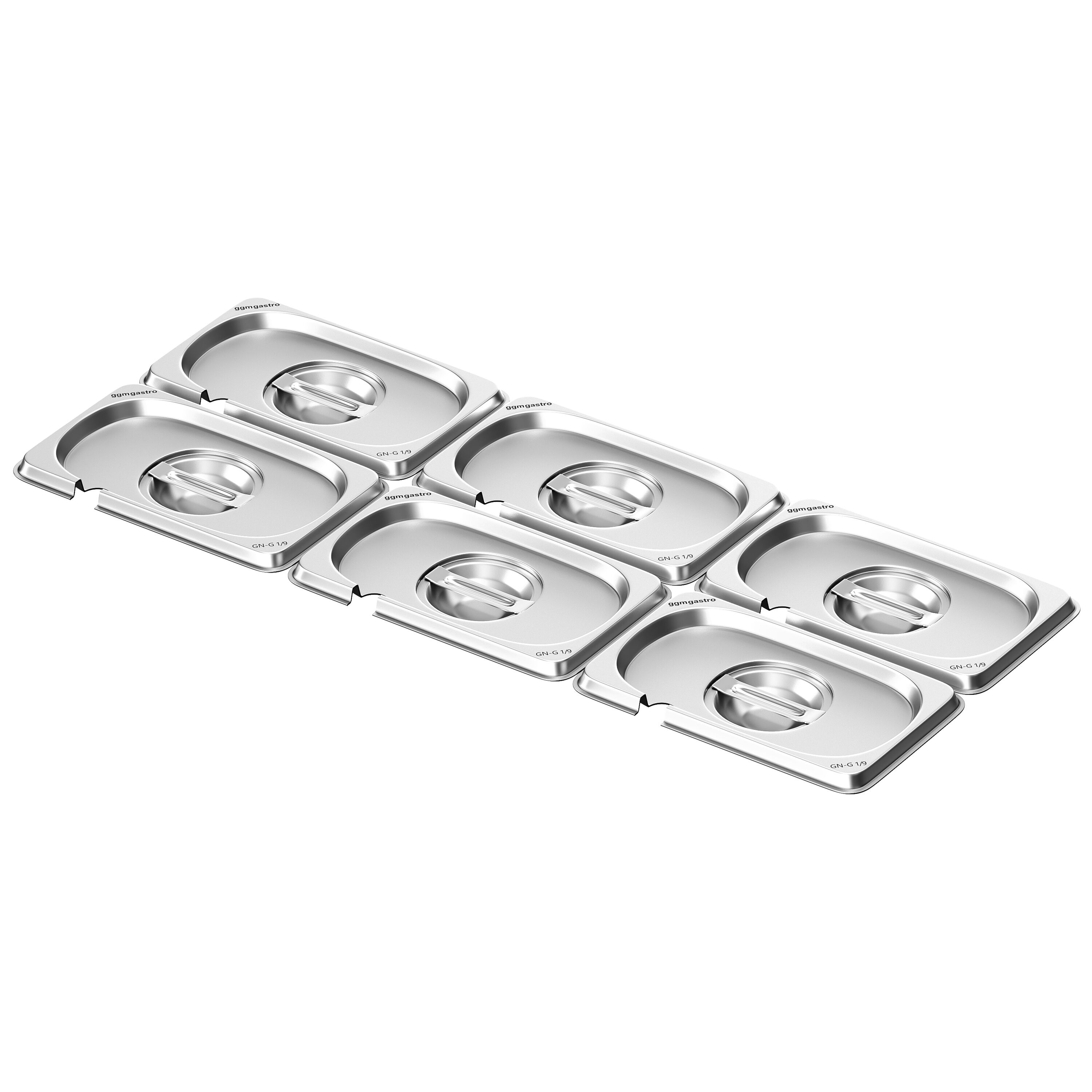 (6 pieces) – Stainless Steel Gastronorm Pan Lid GN 1/9 – with Spoon Cut-Out