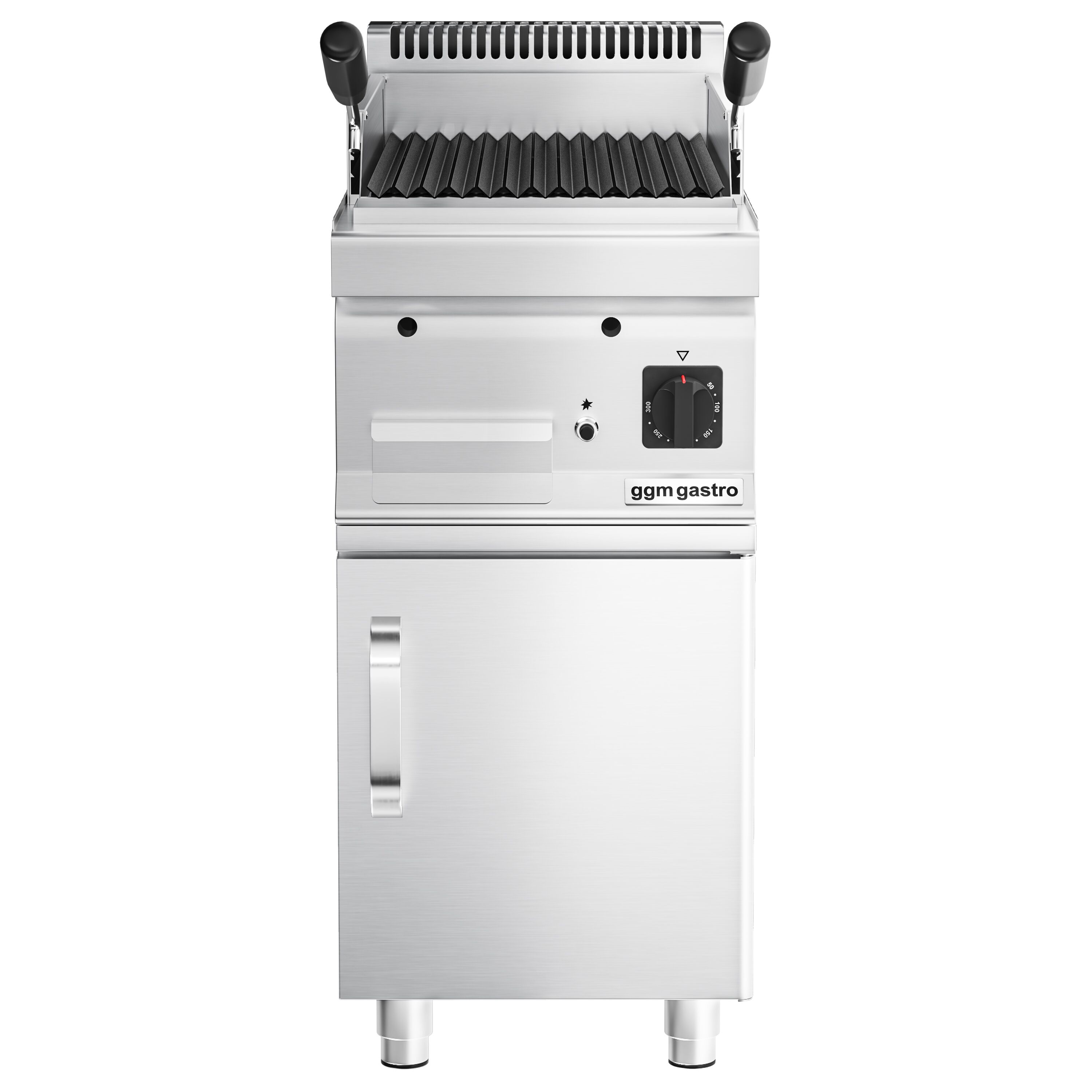 Grill à pierre de lave à gaz – 5,5 kW – grille inclinable – incl. soubassement avec 1 porte