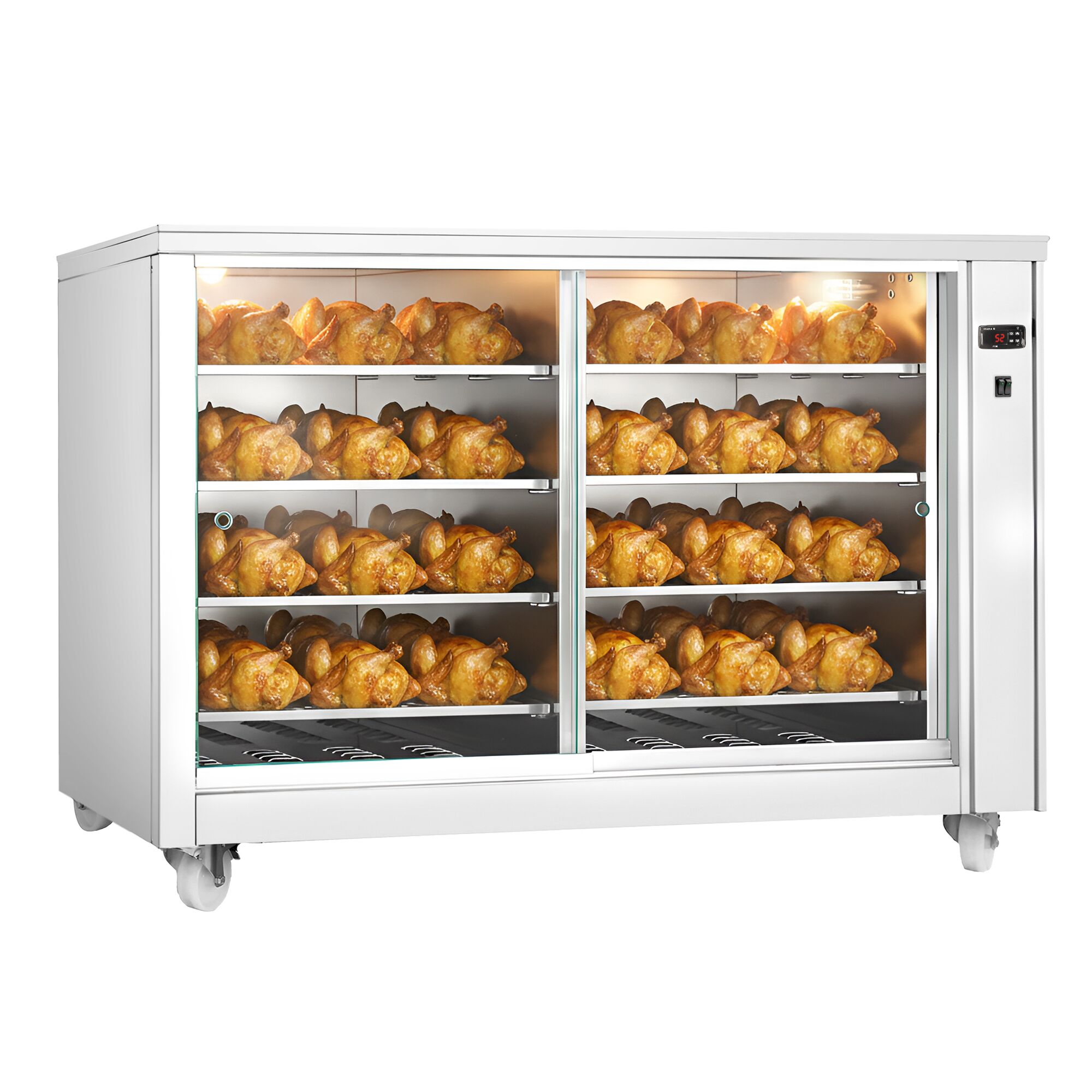 Vitrine chauffante professionnelle - portes arrière coulissantes - 2kW - 8 étagères - 1395x910x1020mm