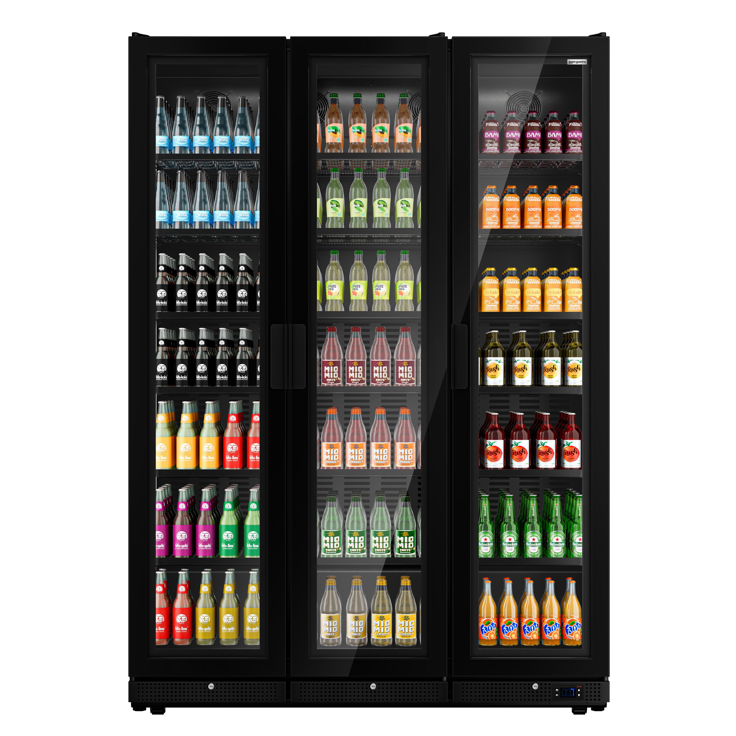 Vitrine réfrigérée à boissons - 1552 litres - design sans cadre - avec 3 portes vitrées