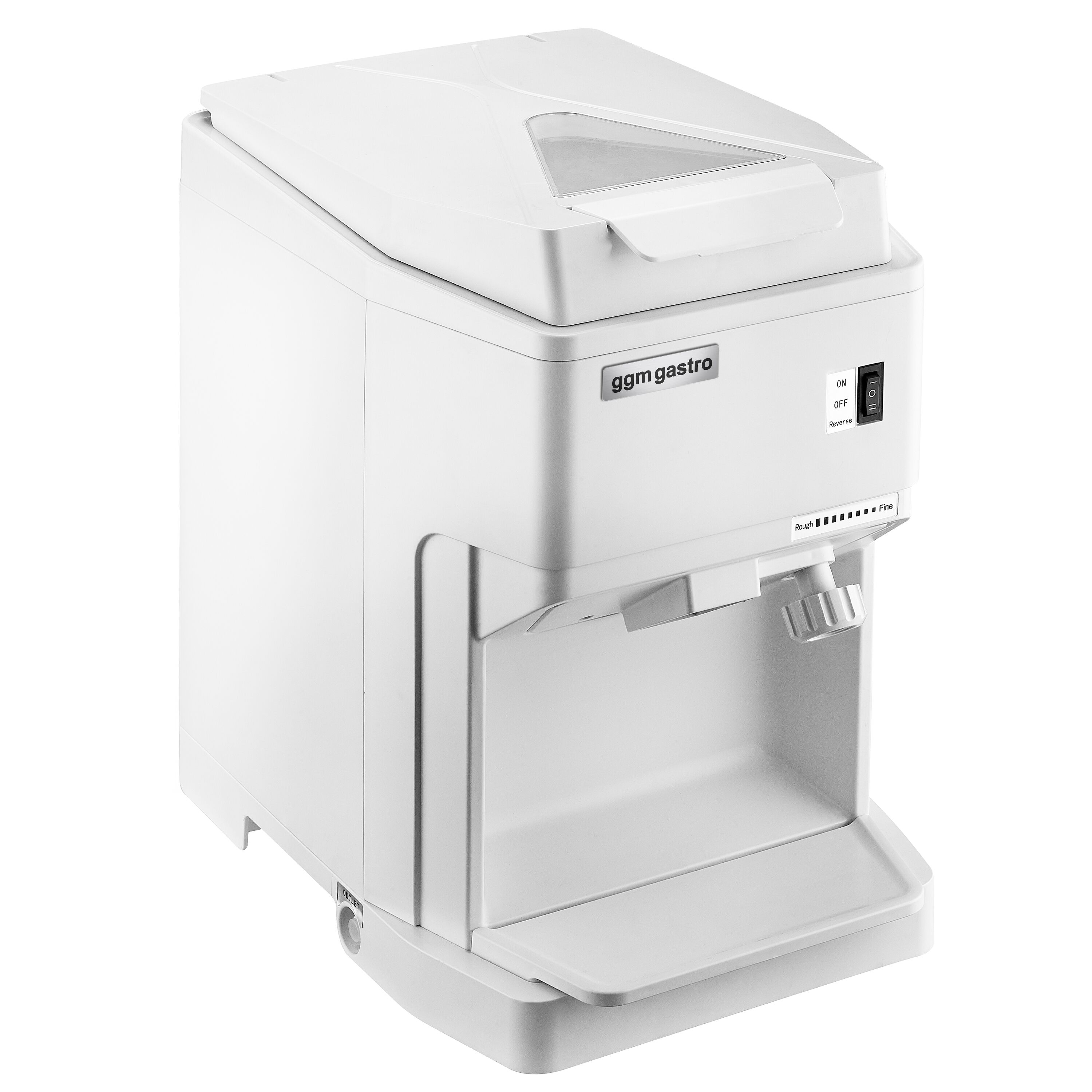 Broyeur à glace - 2,0kg/min - 250W - taille de glace réglable - Blanc - avec bac collecteur 2,5kg