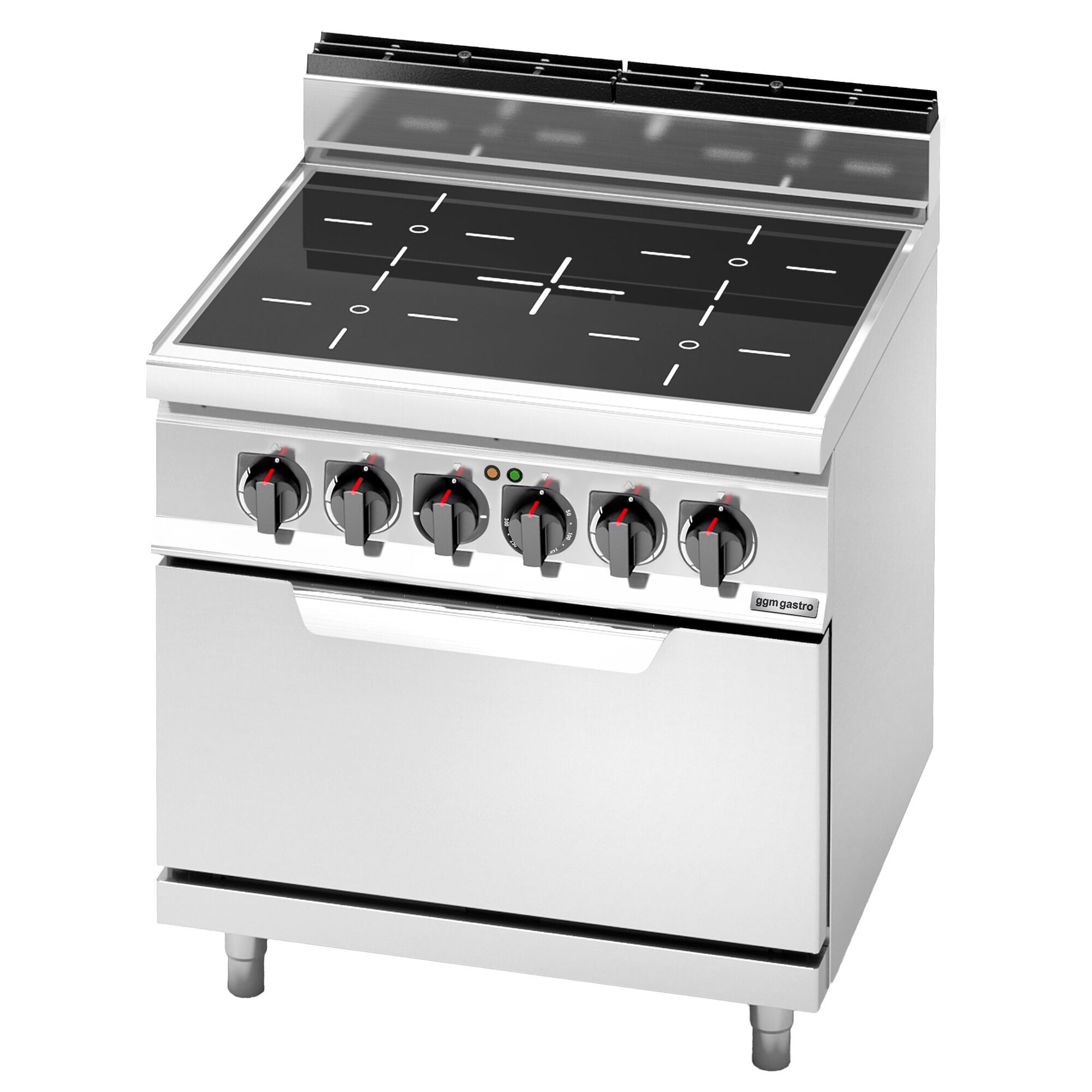 Réchaud vitrocéramique à poser - 20,3kW - 4 foyers infrarouges - avec four électrique - Chaleur statique - 7,5kW