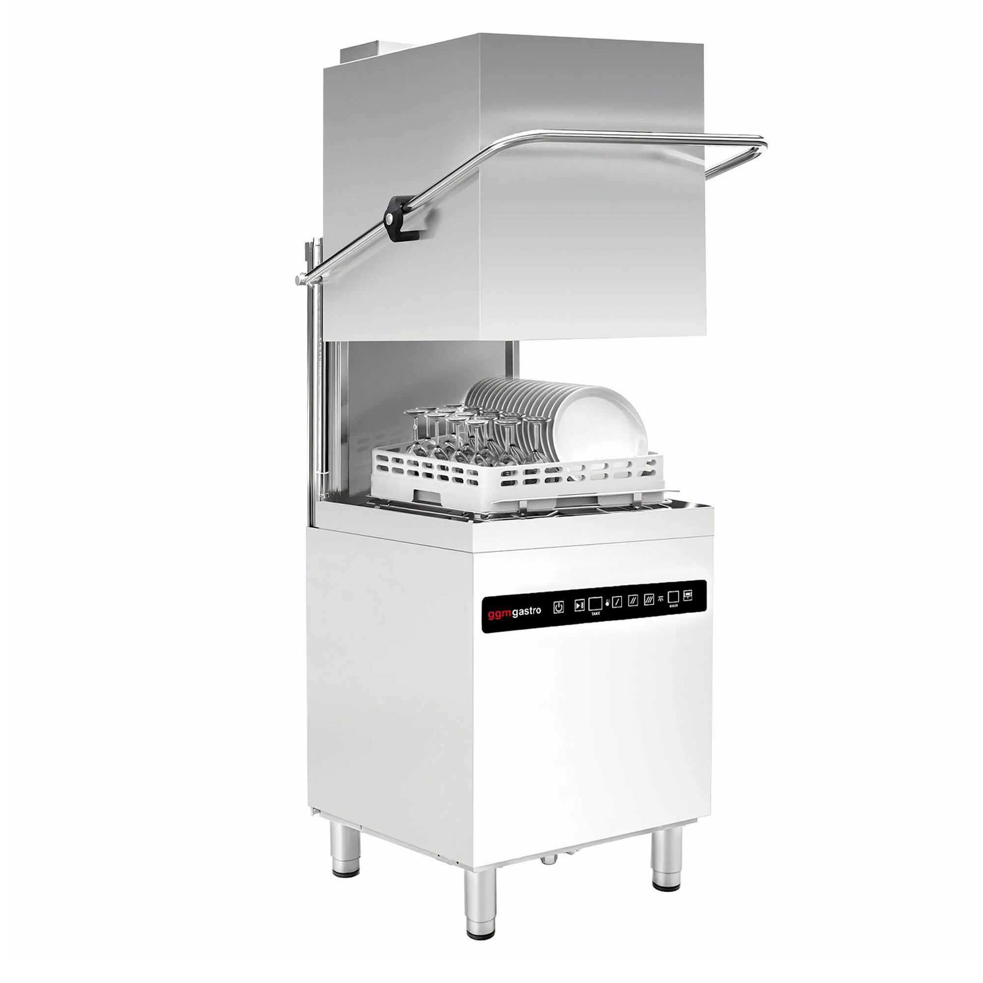 Lave-vaisselle à capot – Numérique – 8,7 kW – avec récupération de chaleur, pompe de détergent, de rinçage et de vidange