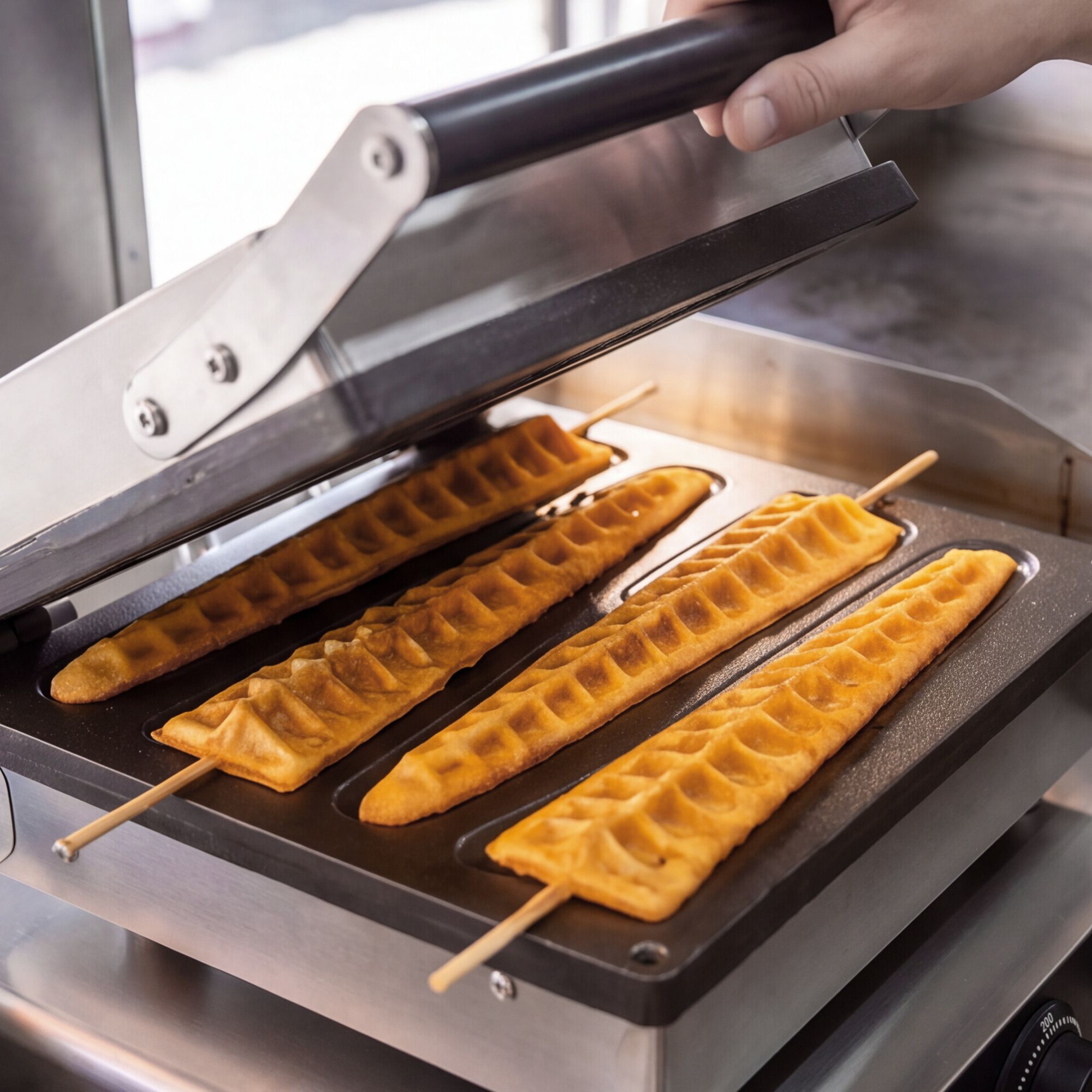 Waffle iron - Single - Manual - 1,75 kW - Shape: Christmas tree - Teflon-coated baking plates