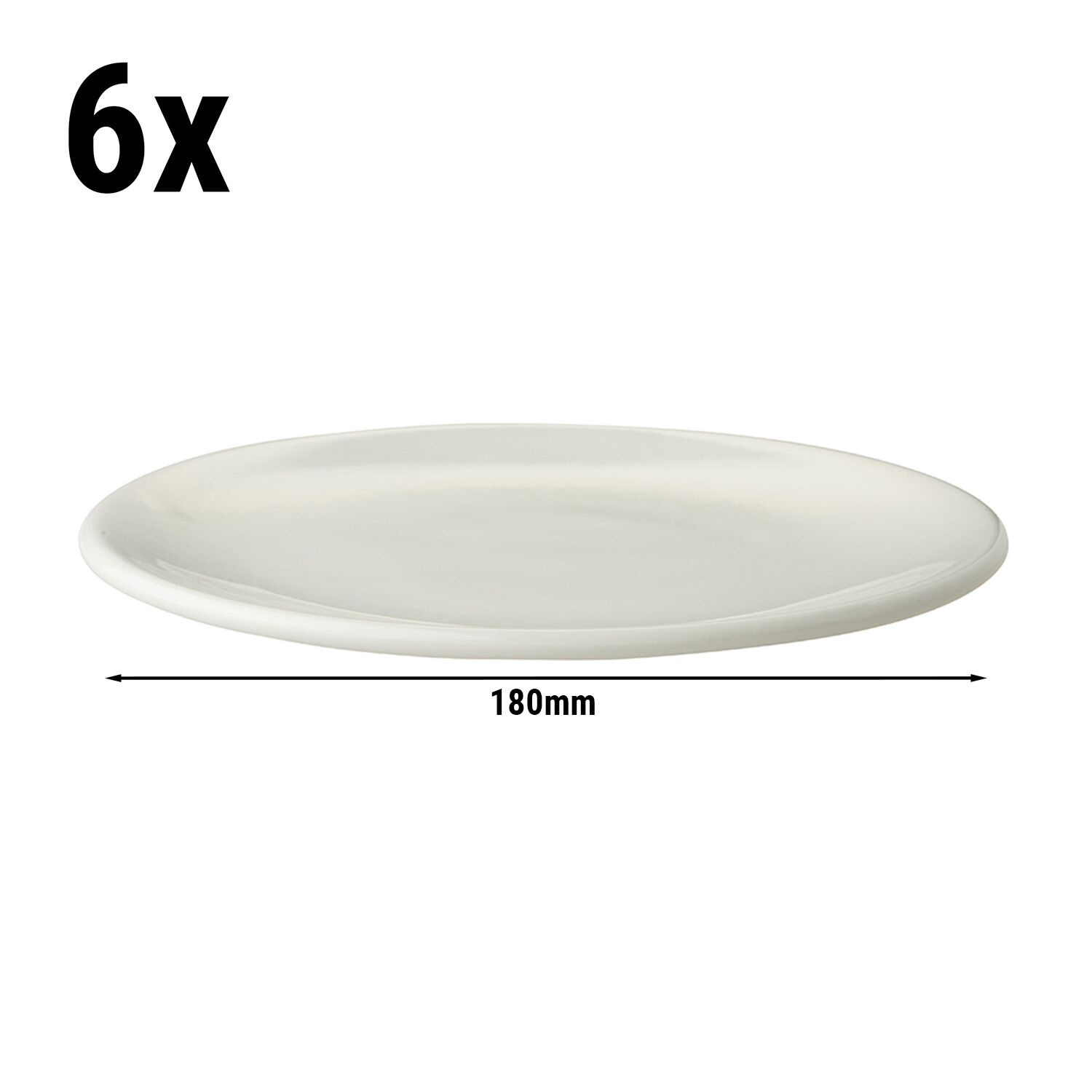 (6 Stück) LUX - Coupe Teller Maastricht - flach - Ø 180mm - Elfenbein