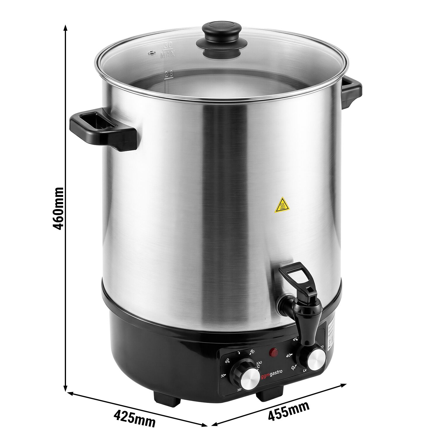 Vatten- och glöggkokare – 25 liter – 2 kW – med avtappningskran och timer