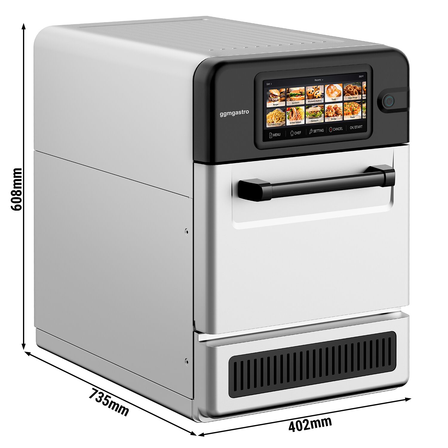 Four rapide - 3 kW - avec fonction gril et micro-ondes - 18,7 litres - Argenté
