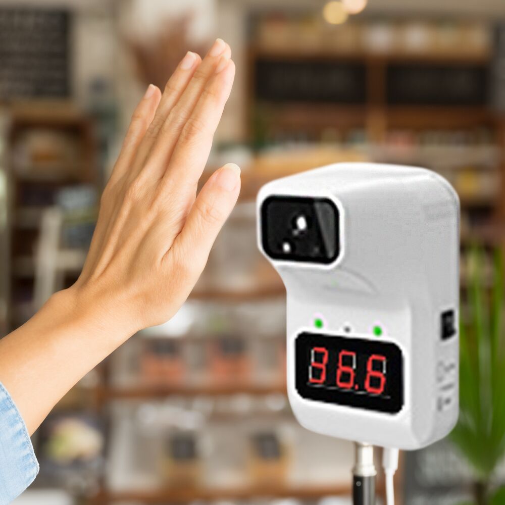Thermomètre infrarouge - Numérique - avec alarme de température - 0°C à 100°C | 32°C à 42°C - Support inclus