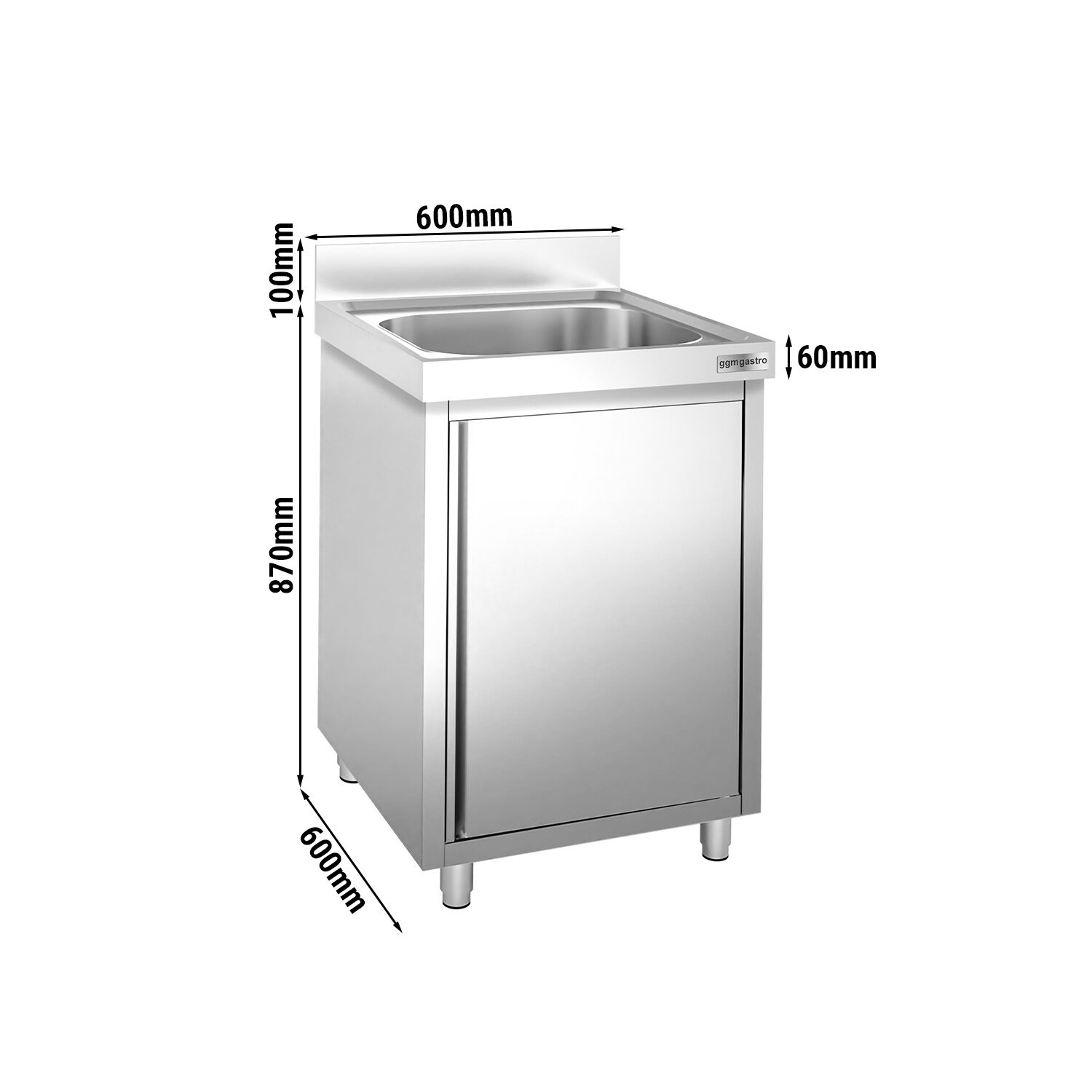 Plonge PREMIUM - 600x600mm - avec 1 bac central