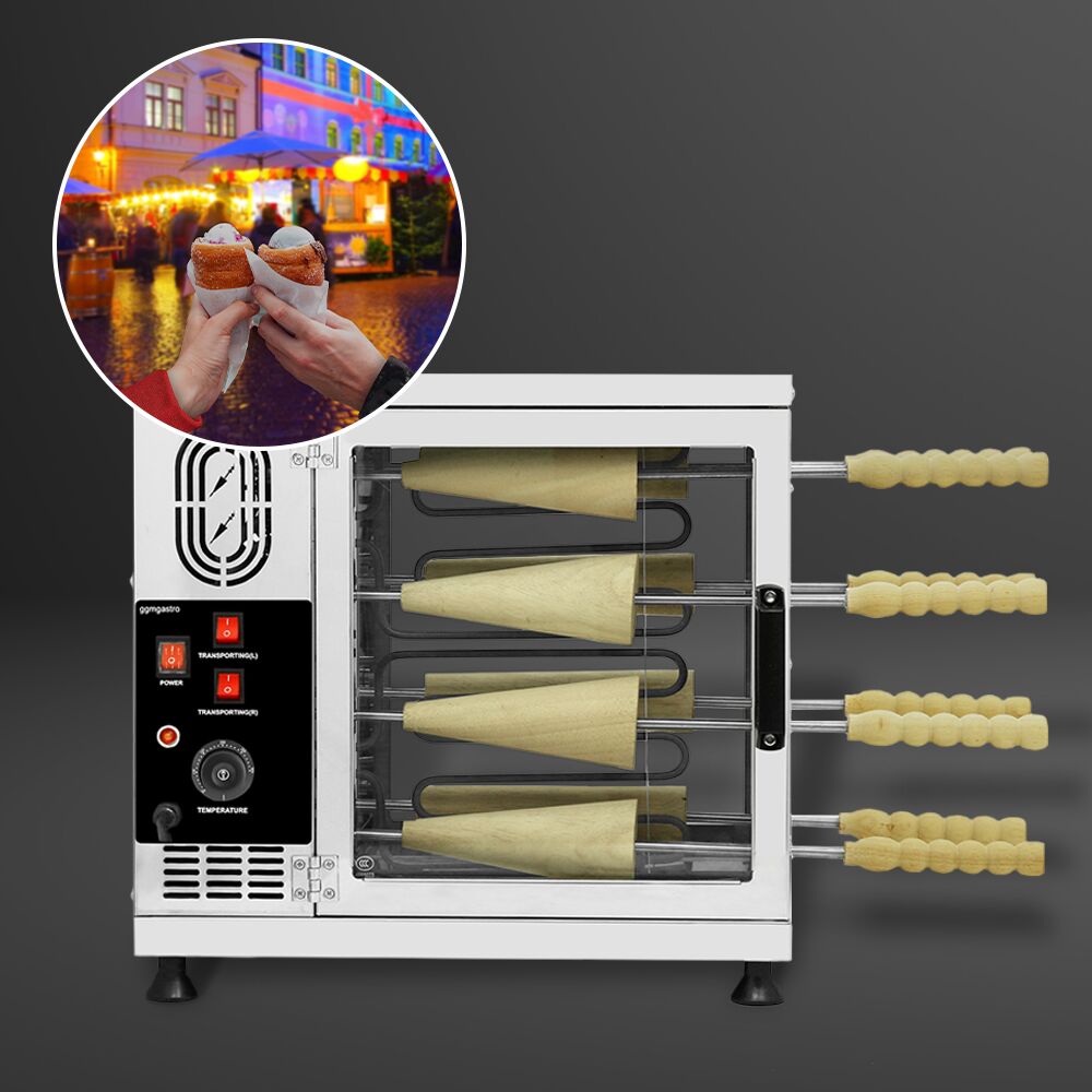 Machine à gâteau cheminée professionnelle - 3,5 kW - avec 16 Rouleaux de cuisson pointus