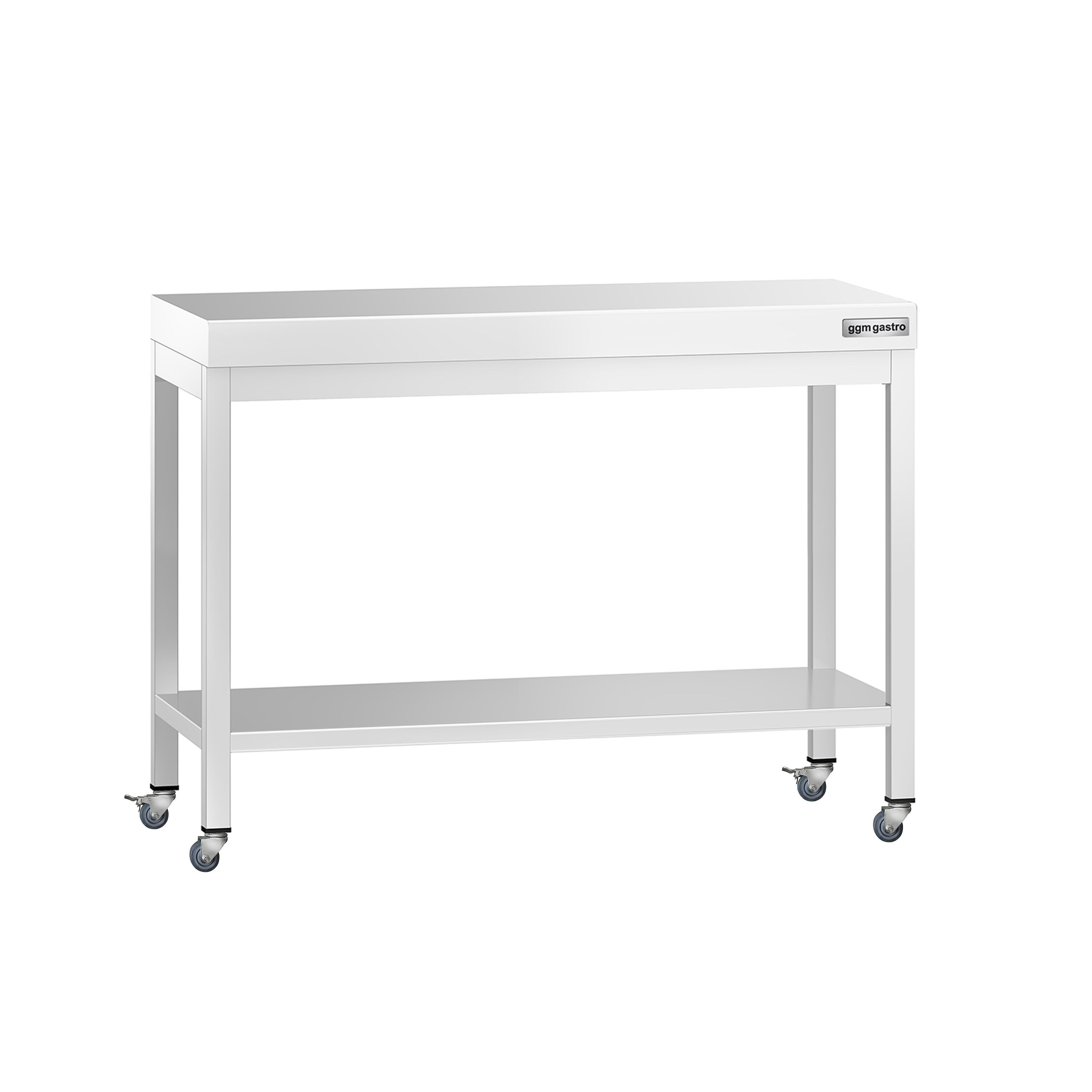 Table de travail en inox PREMIUM - 1000 x 600 mm - avec tablette inférieure et roulettes