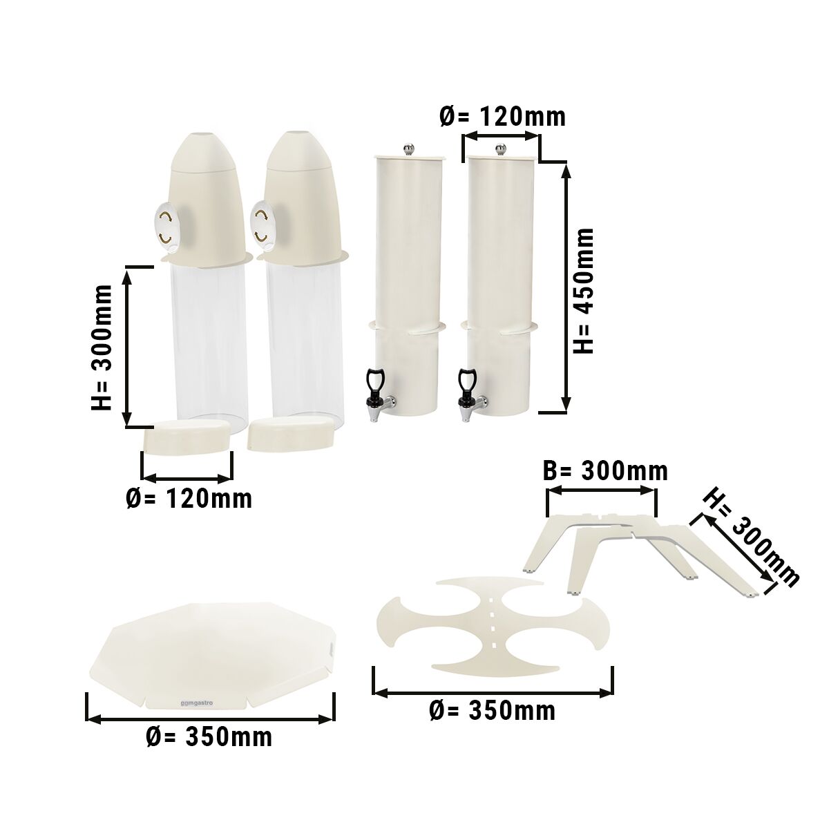 Cerealien- & Milchspender - doppelt - rotierend - Ø 120mm - Weiß - Drehausgabe