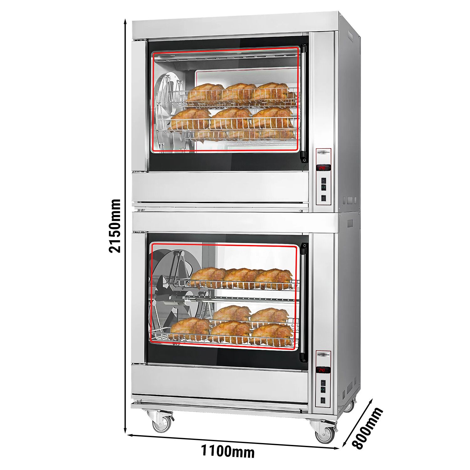 El - Roterande Kycklinggrill - 14 roterande korgar - för upp till 84 kycklingar - 20 kW