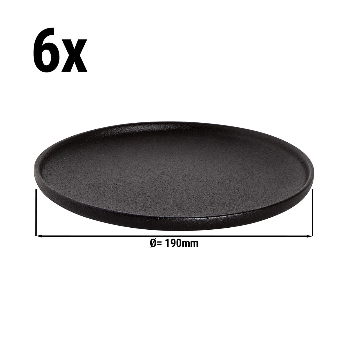 (6 stuks) Bord Maastricht -plat - Ø 19 cm - Zwart