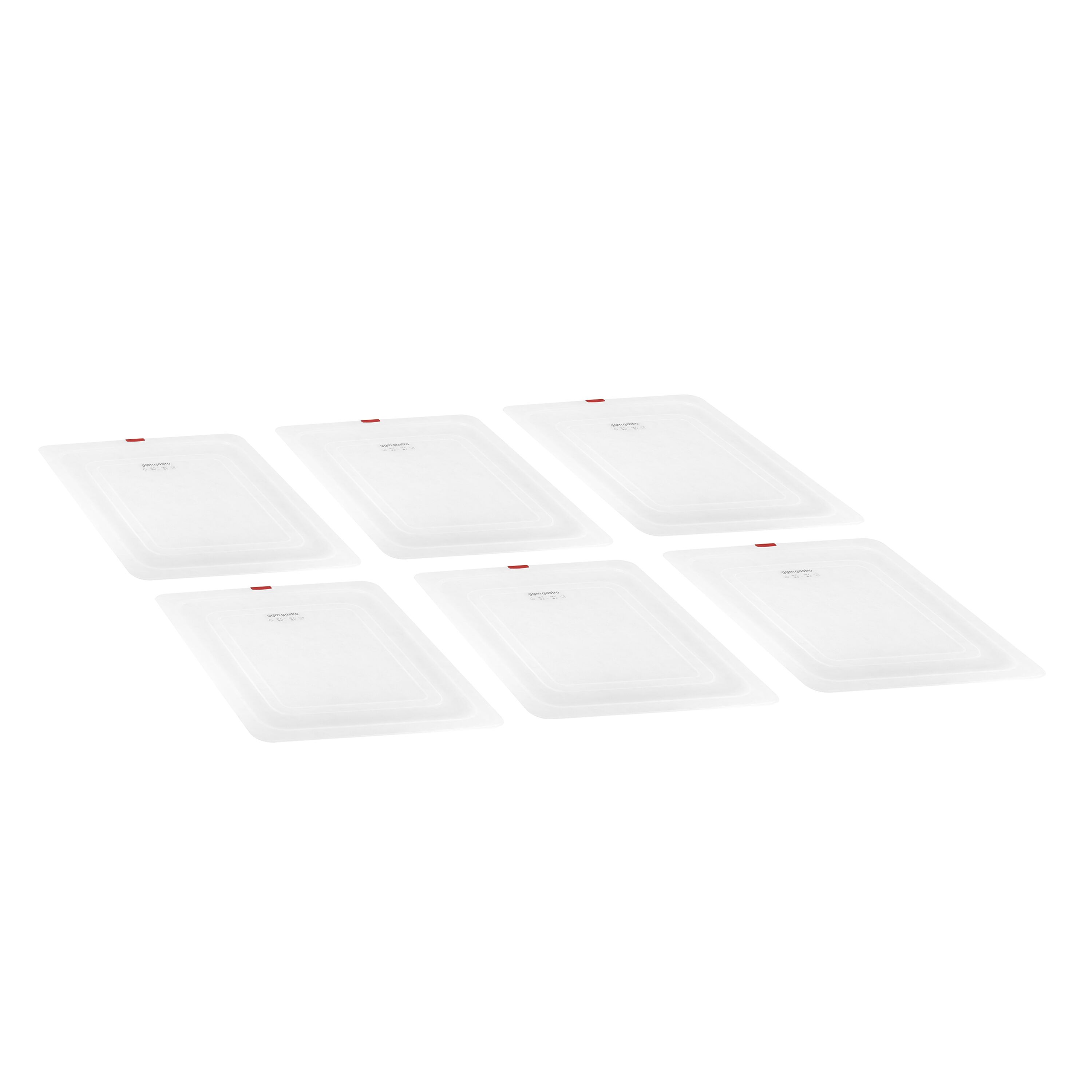 (6 pièces) Couvercle GN en Polypropylène 1/2 - Transparent - 325 x 265 mm - Hauteur: 16 mm