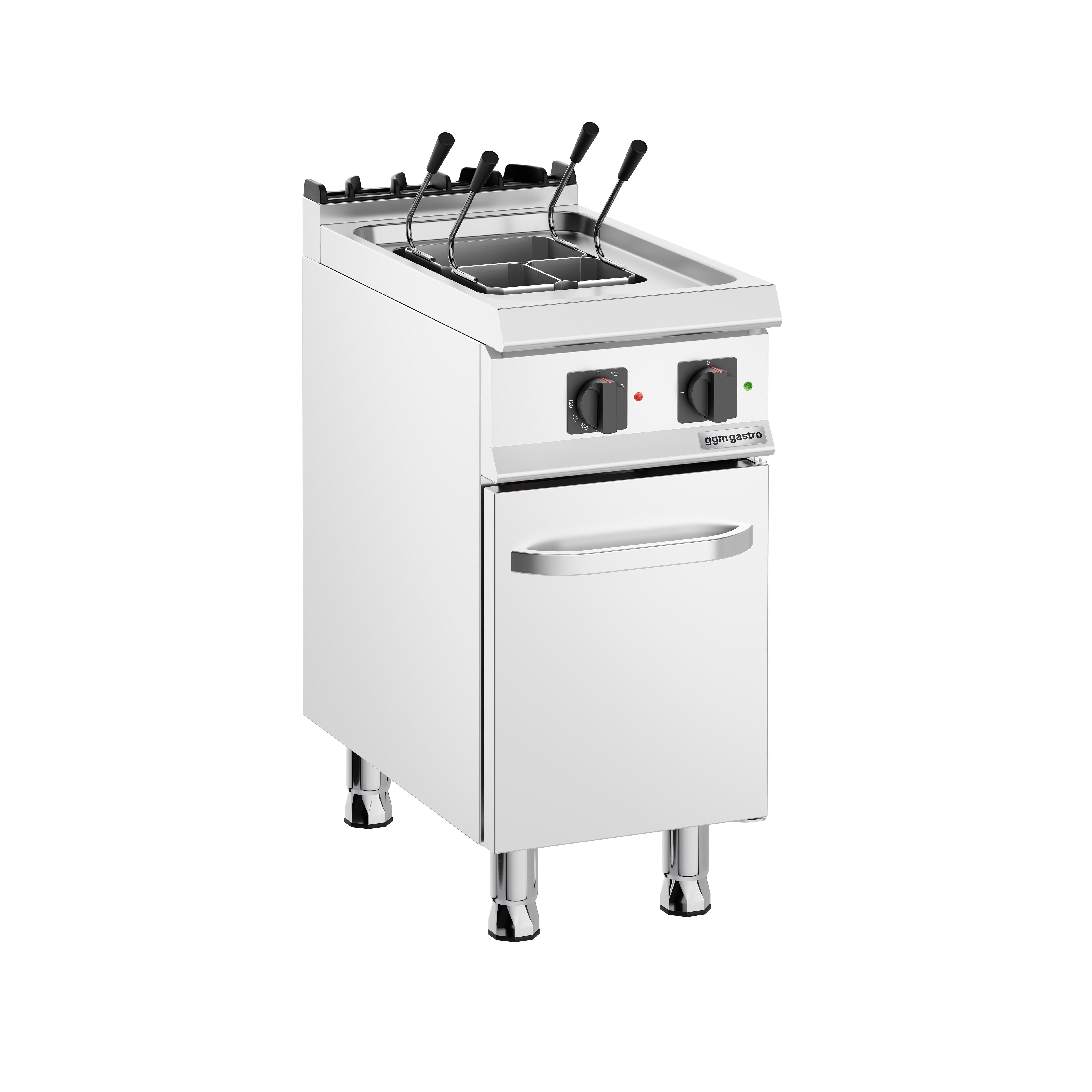 Cuiseur à pâtes électrique – 22 L – 9 kW – incl. soubassement avec 1 porte