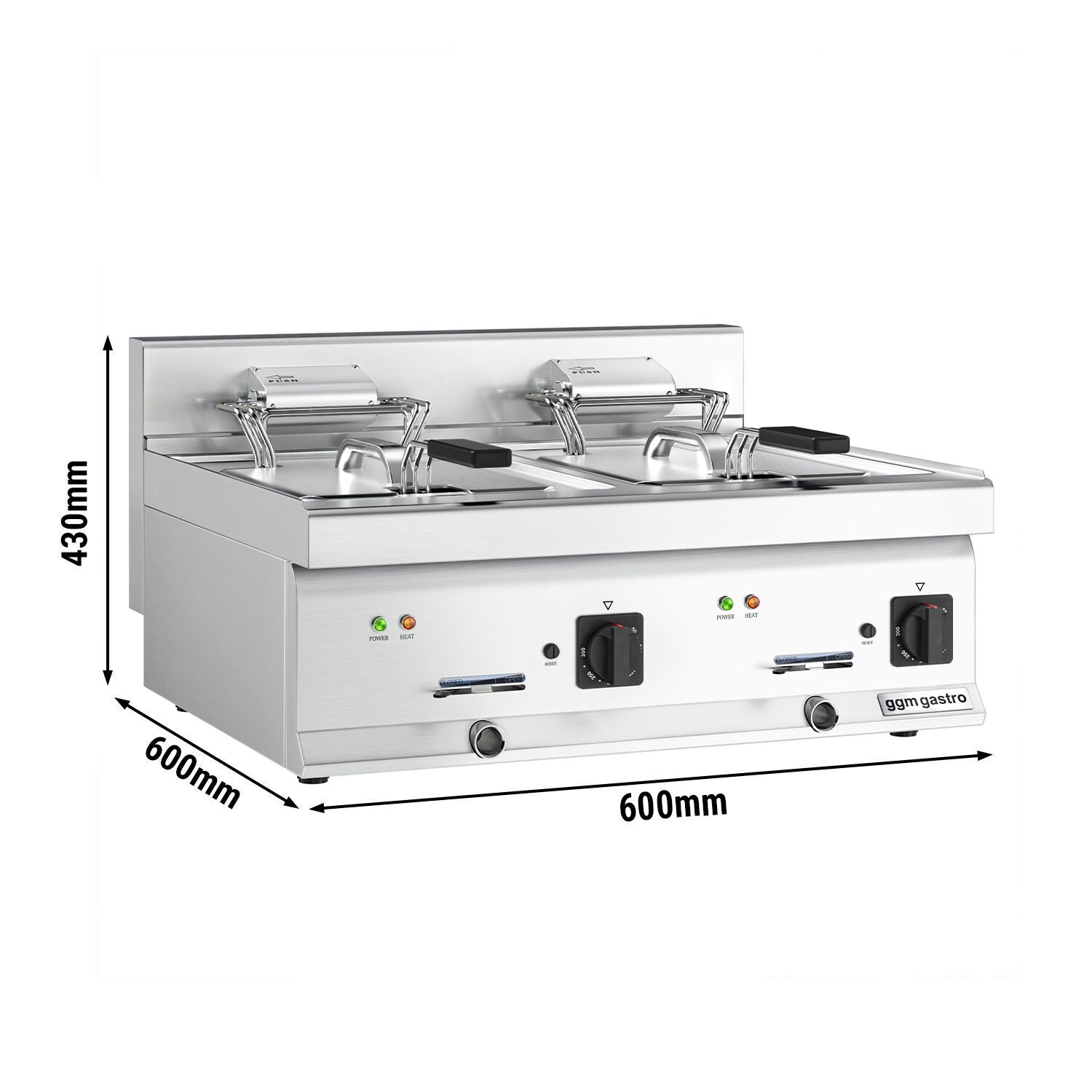 Friteuse électrique double – 10+10 litres – 18 kW