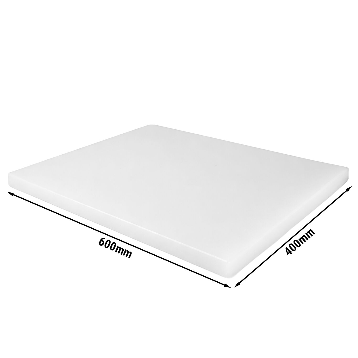 Planche à découper antidérapante - EN 600x400 - Épaisseur: 20mm - Conforme HACCP - PEHD 500 - Blanc
