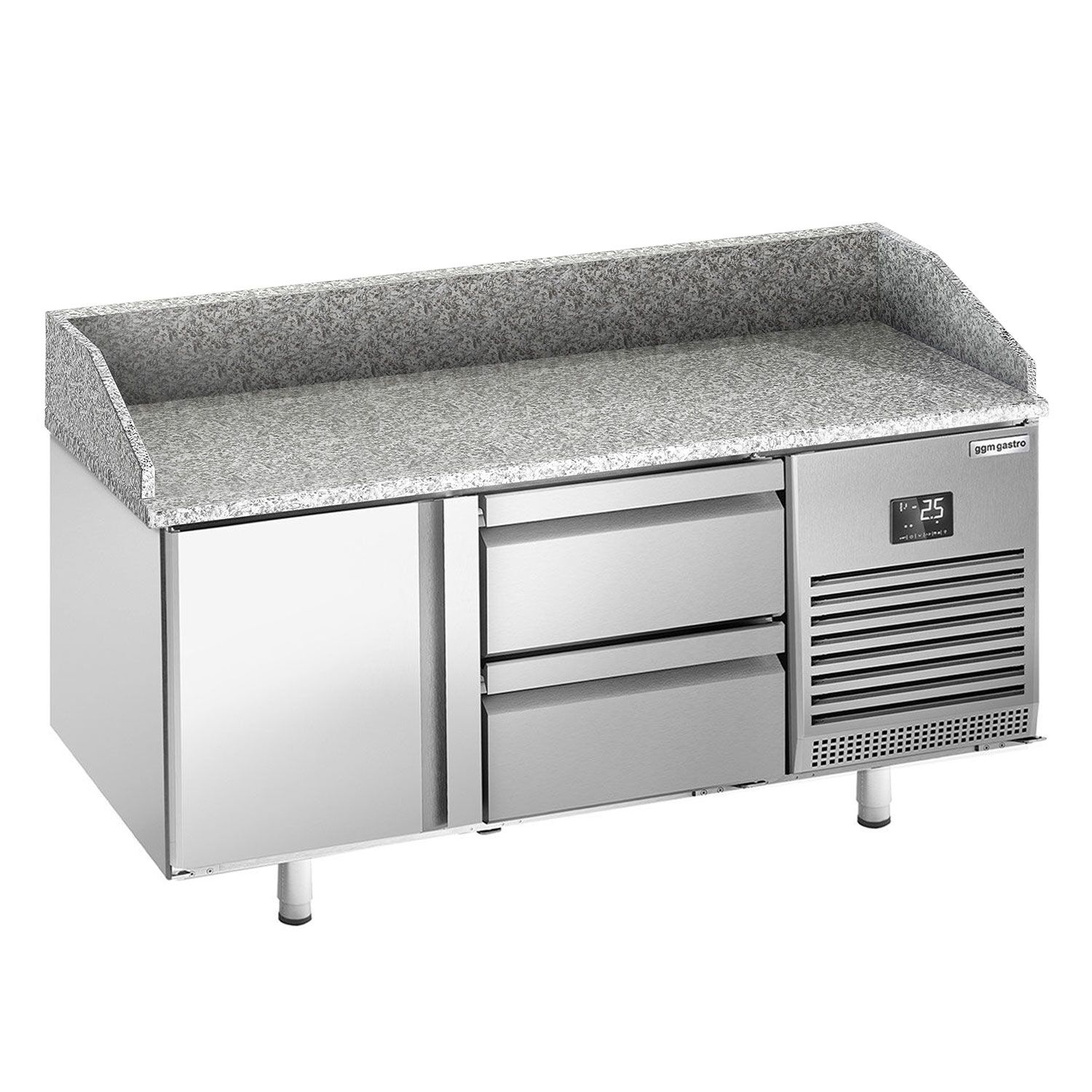 Table réfrigérée à pizza Premium PLUS - 1490 x 700 mm - avec 1 porte et 2 tiroirs