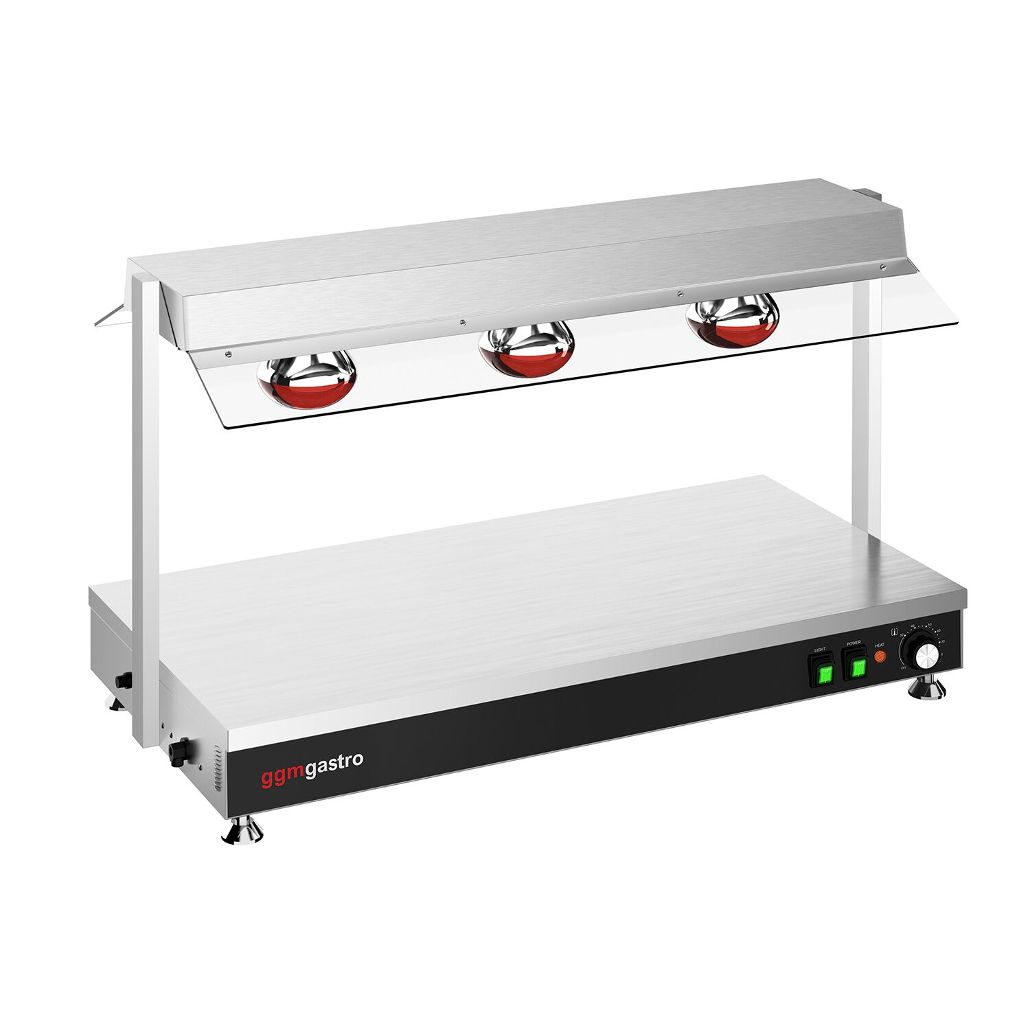 Plaque chauffante en inox - 1,5 kW - avec 3 lampes chauffantes infrarouges