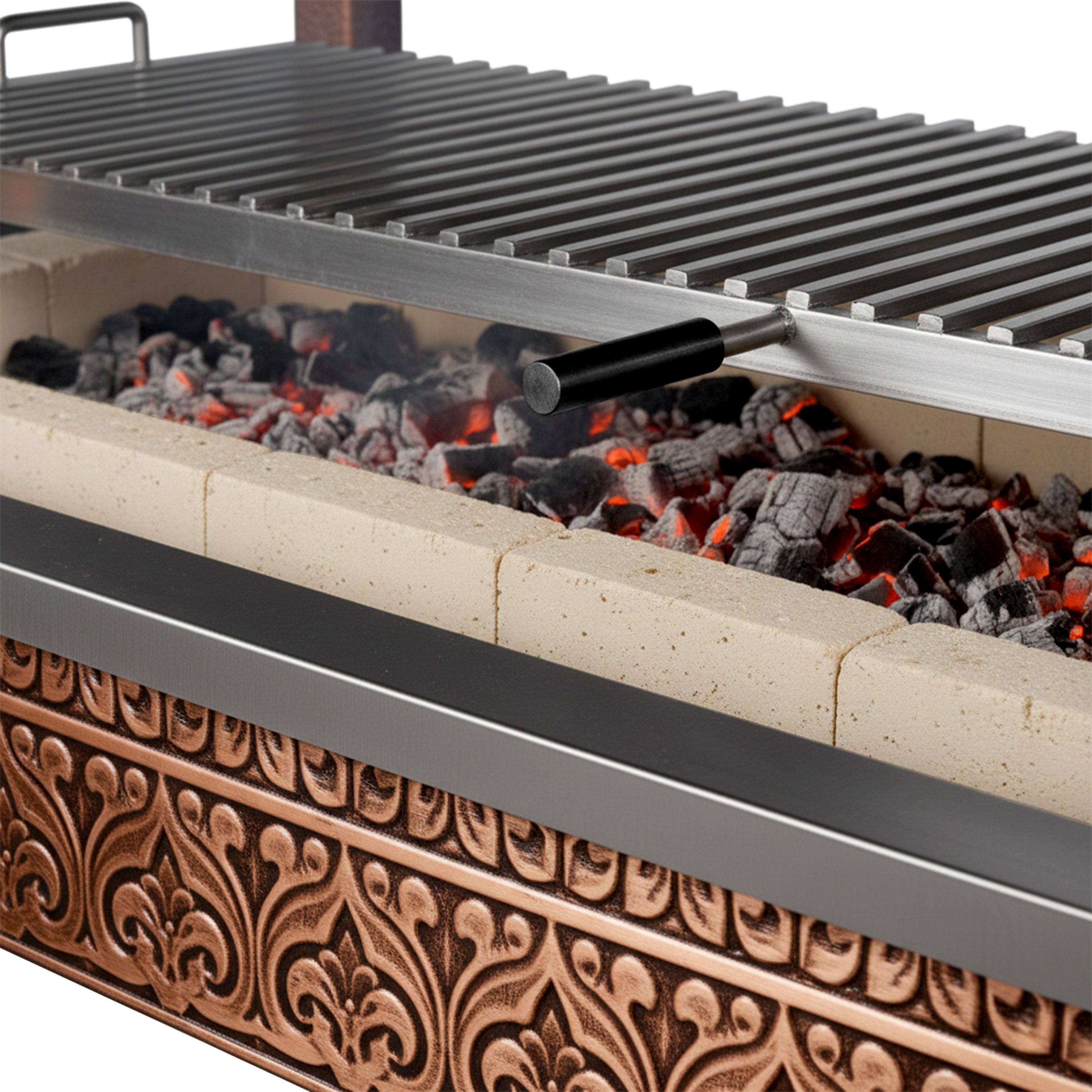 Hiiligrilli - 1 000 mm - 1 grilliritilä - Grilliritilä: 800x500 mm - Kuparigrilli