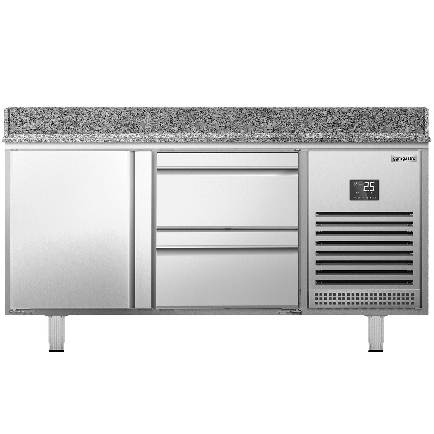 Table réfrigérée à pizza Premium PLUS - 1490 x 700 mm - avec 1 porte et 2 tiroirs