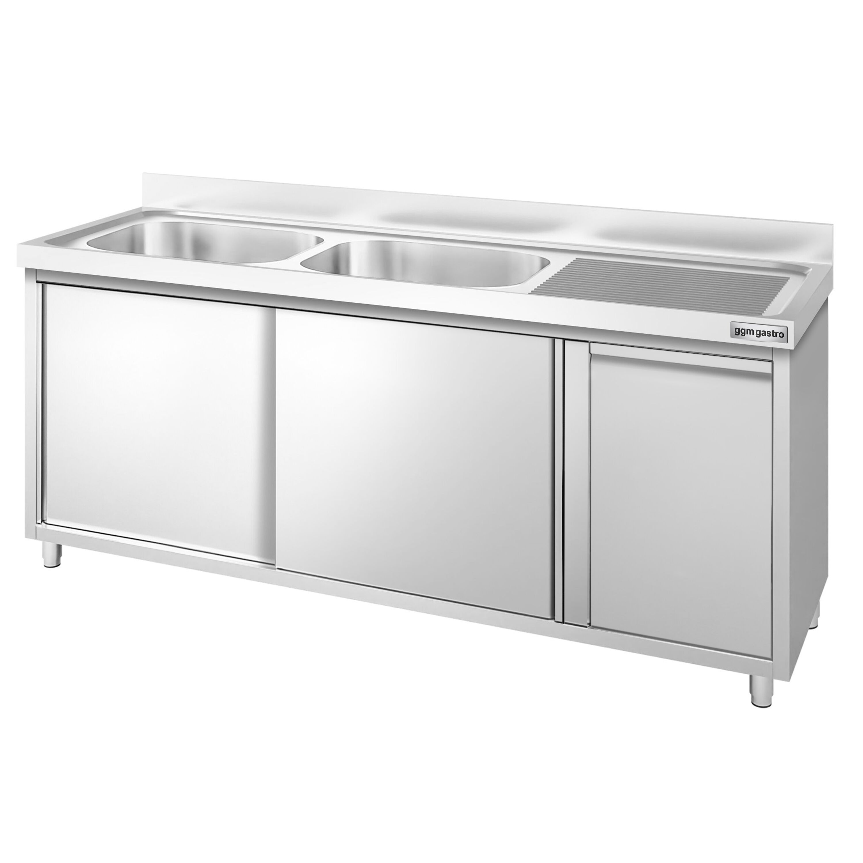 Meuble plonge PREMIUM - 1800x600mm - avec poubelle intégrée et 2 bacs