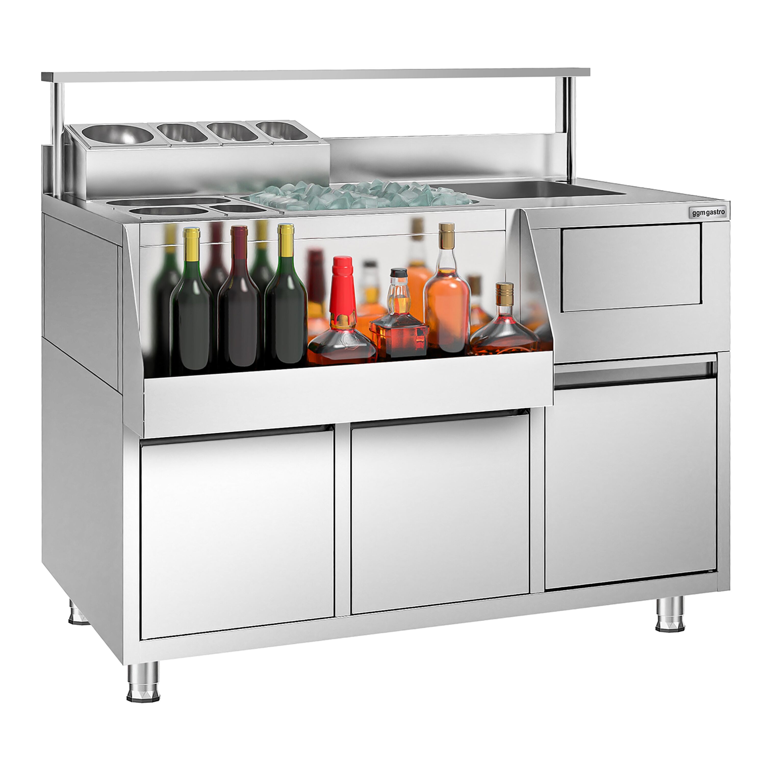 Table de préparation pour cocktails – inox – 1200 x 720 mm – avec 2 tiroirs