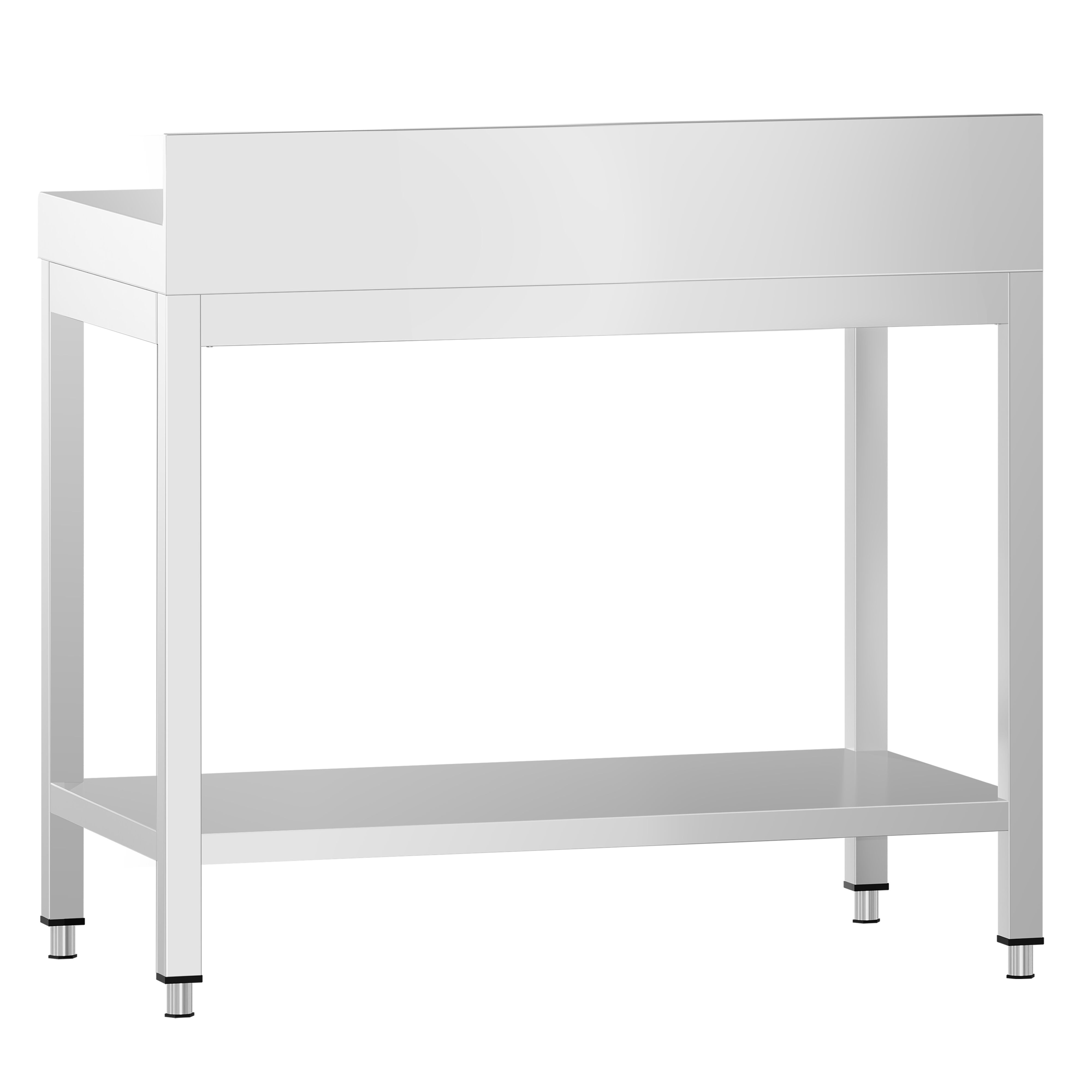 Table de travail inox PREMIUM - 700 x 700 mm - avec tablette inférieure & Dosseret