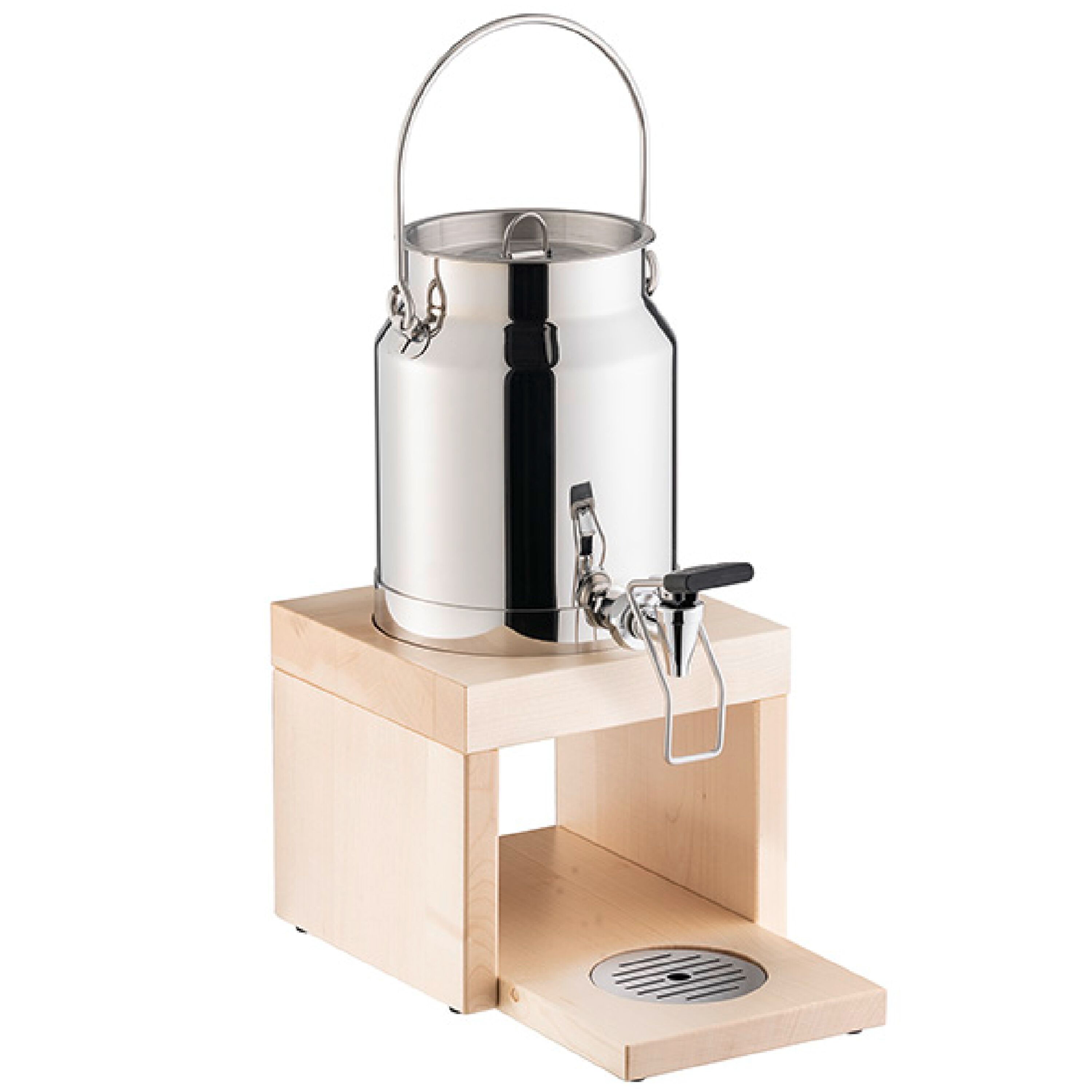 Distributeur de lait - BRIDGE - avec accumulateur de froid dans le socle, adaptateur sans contact - 3 L - Acier inoxydable, Bois