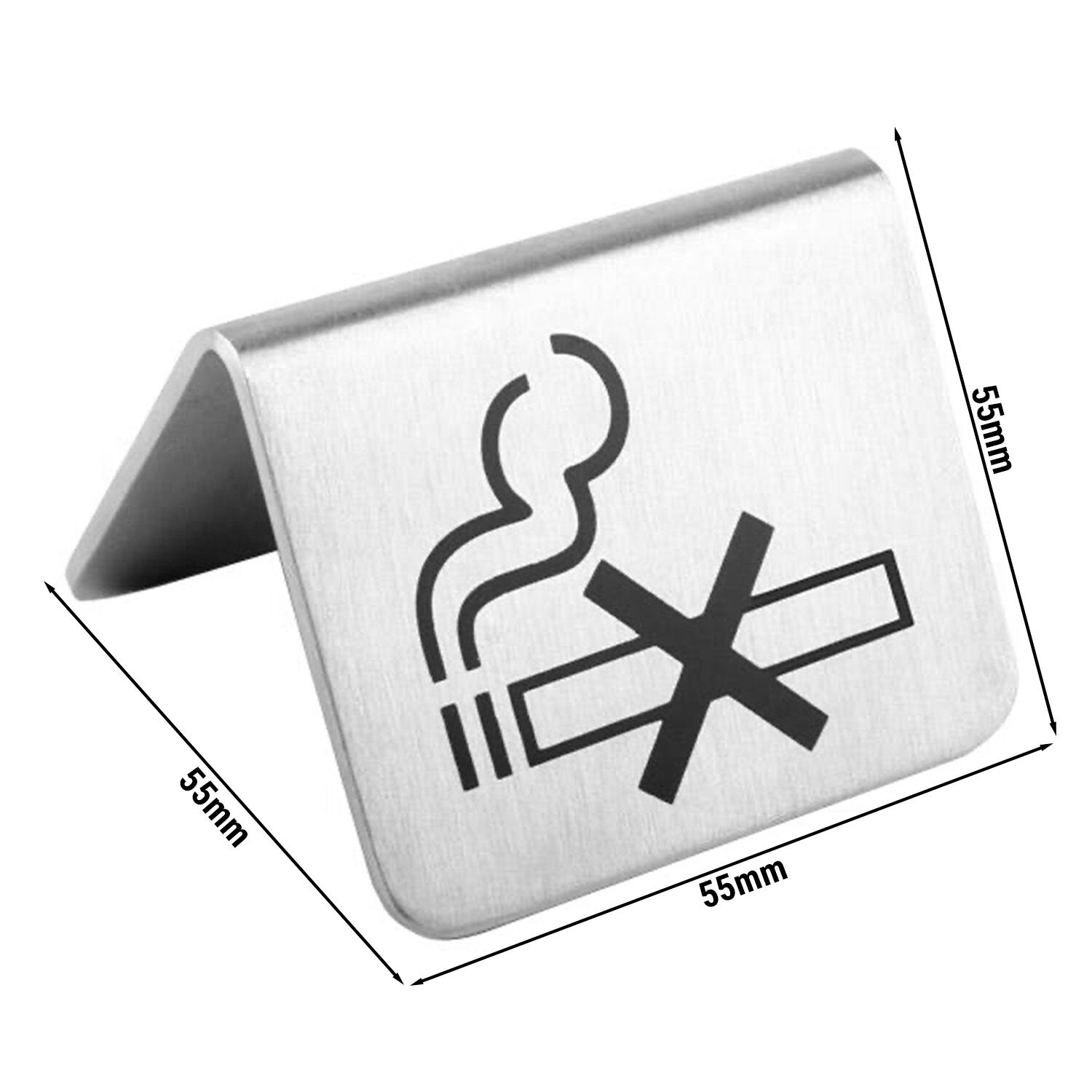 (6 pièces) Présentoir de Table - Lot de 2 - "Rauchverbot" - Inox - 55x55 mm