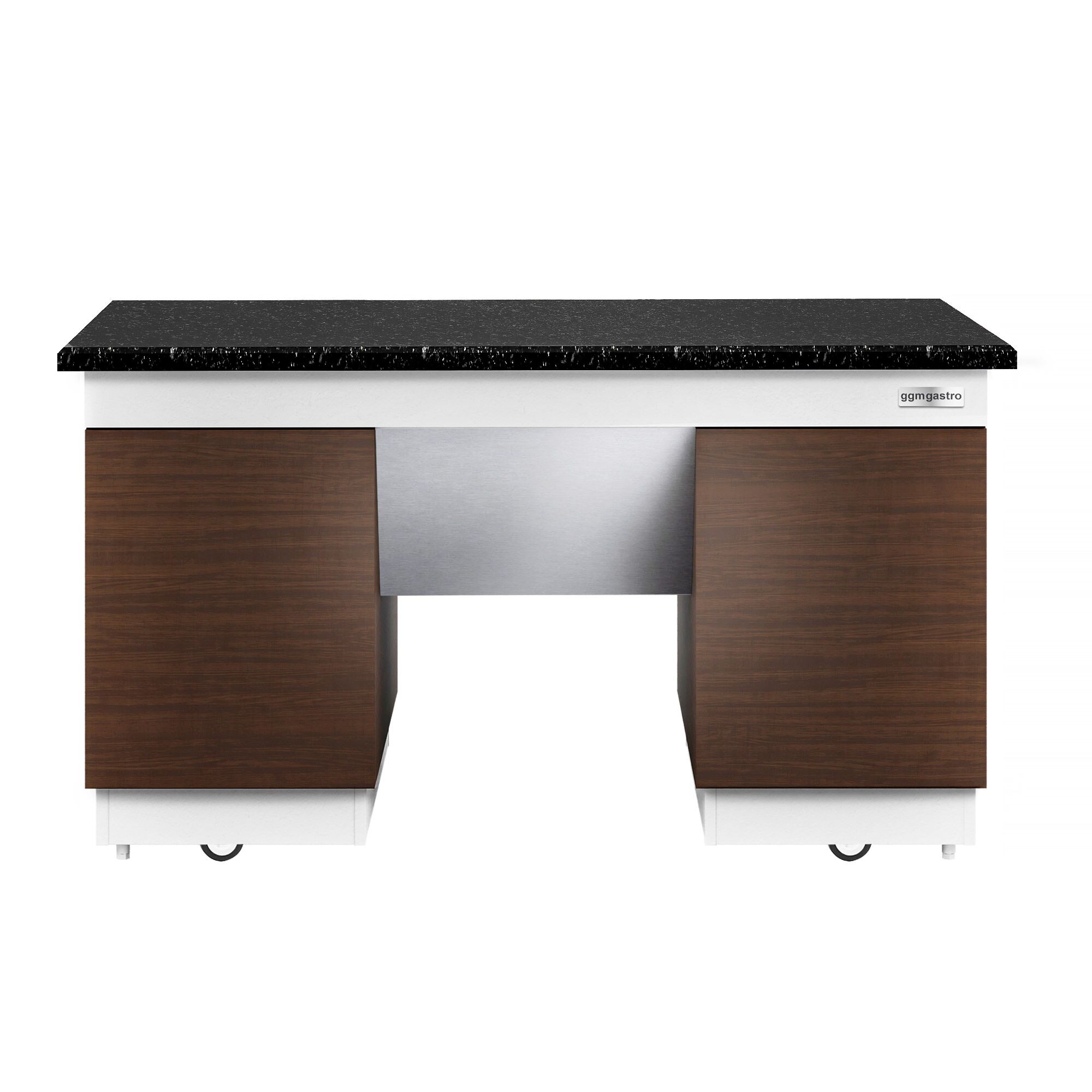 Neutraal element DUBLIN - 1600x800x(H)900mm - granieten werkblad | mobiel | met 4 deuren | met wielstel | soft-close - voor bakwand - incl. 4 wielstellen