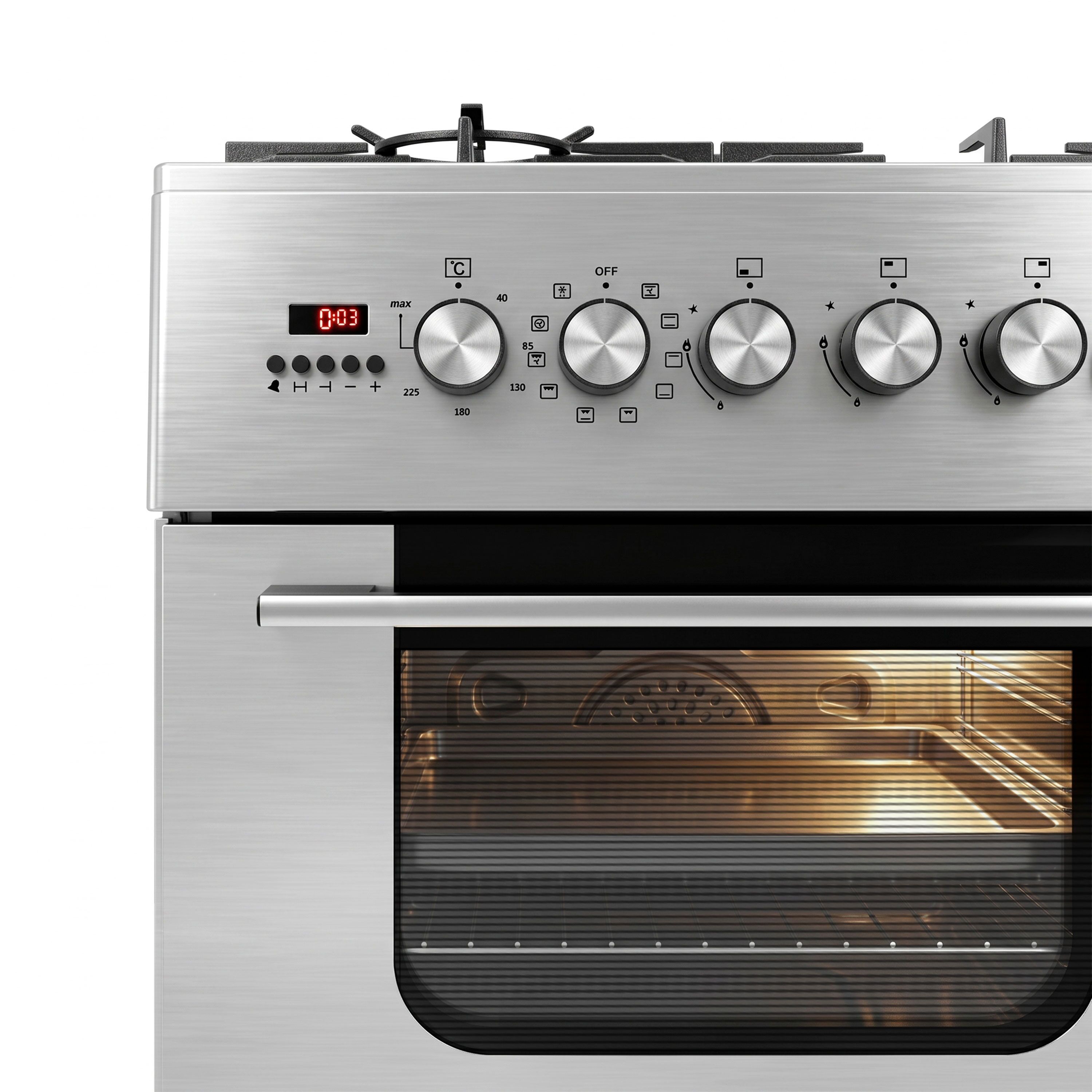 Fogão a gás - 8,4 kW - 4 bicos - com forno elétrico - 3,85 kW e exaustor com circulação de ar