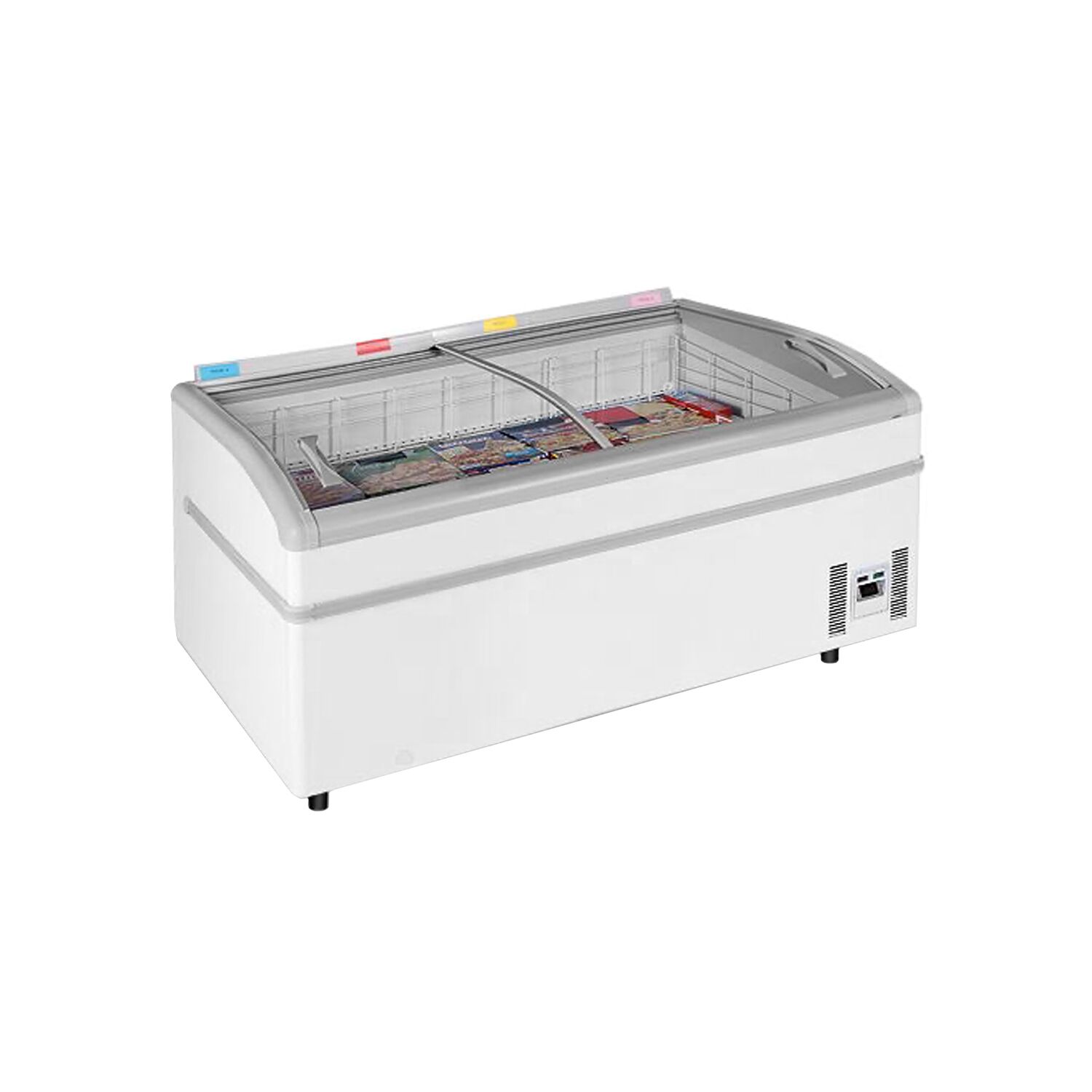 Îlot combiné réfrigération & congélation - 1520x920mm - 400 L - Couvercles coulissants en verre
