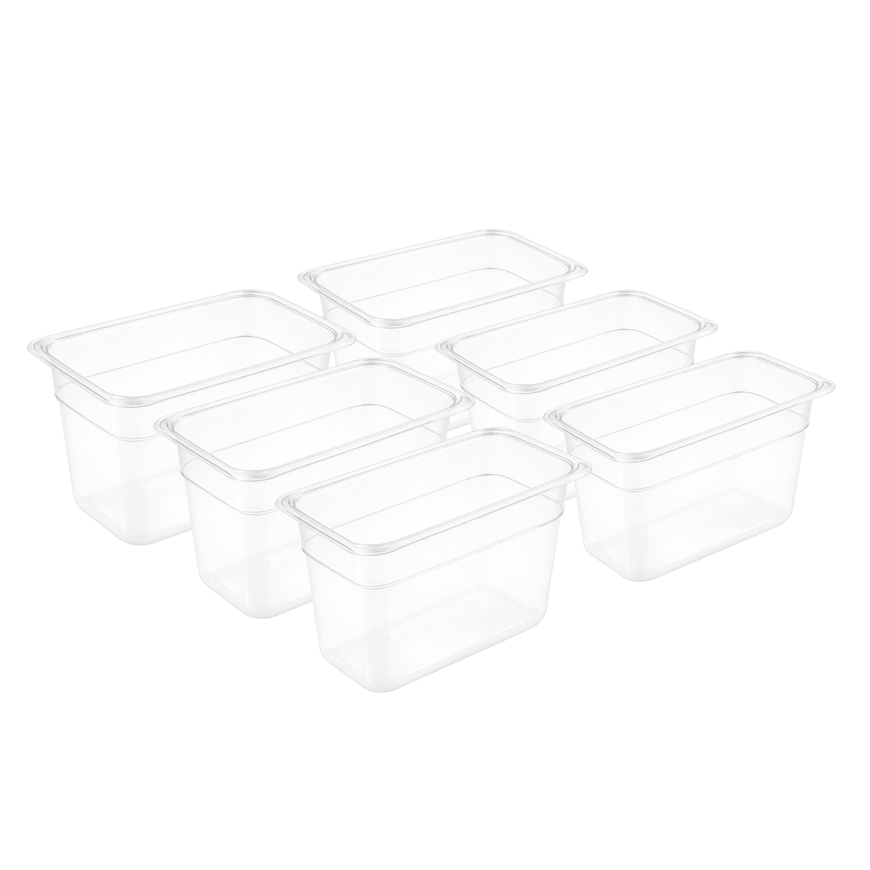 (6 pièces) Bac en Polypropylène - GN 1/9 - Translucide - 0,85 L - Hauteur : 100 mm