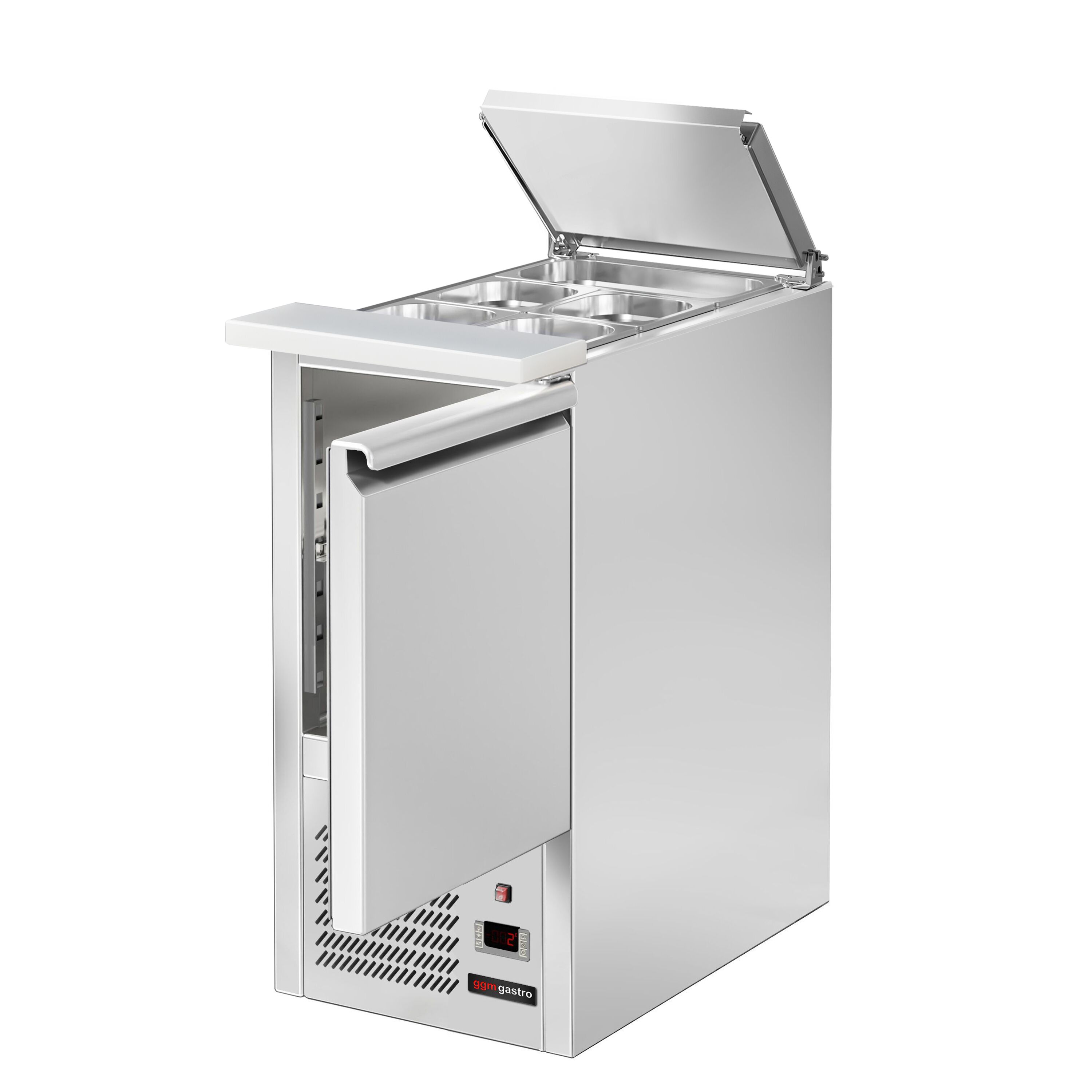Saladette réfrigérée ECO - 450mm - 102L - 1 porte - avec découpe pour 1x GN 1/1 & Couvercle inox