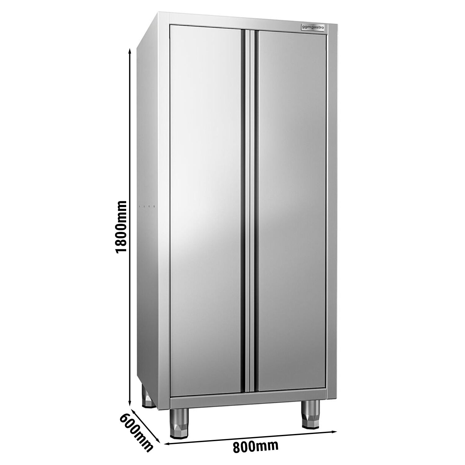 Armoire de travail en inox PREMIUM - 800x600mm - 2 portes battantes - Hauteur: 1800mm