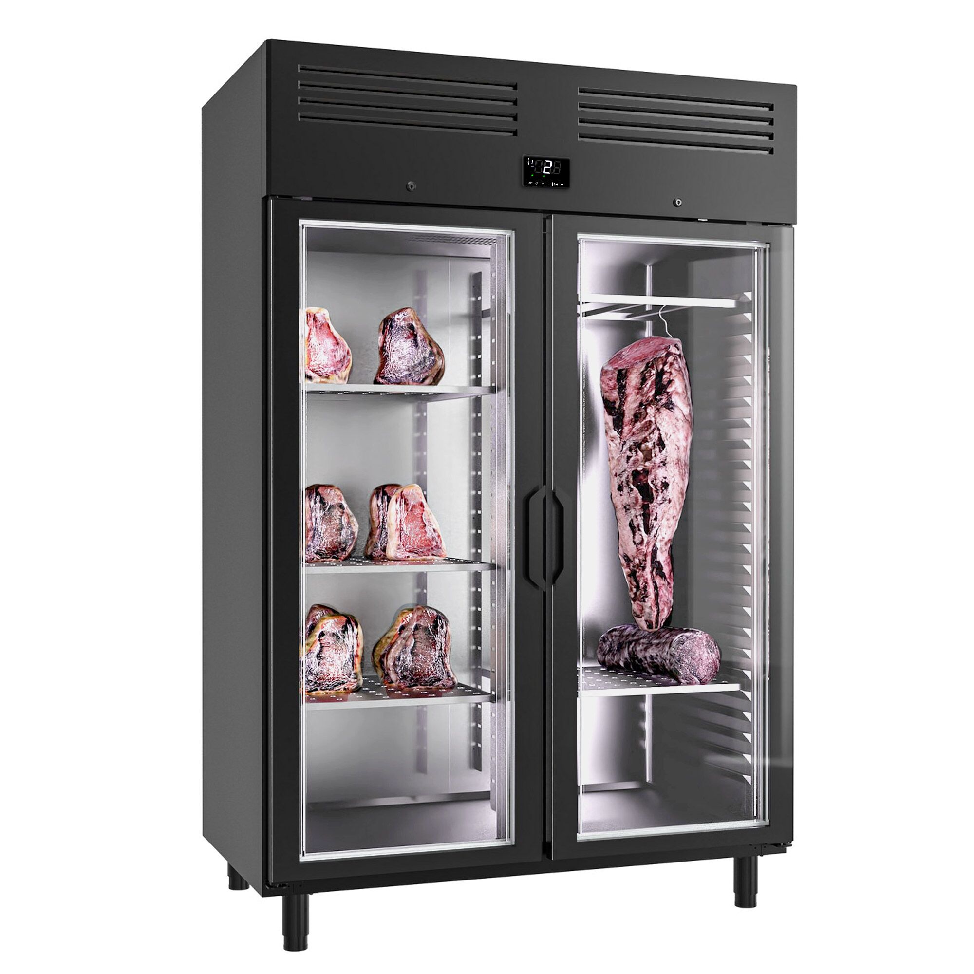 Dry Ageing Fridge - 1385x868mm - with 2 glass doors - Black