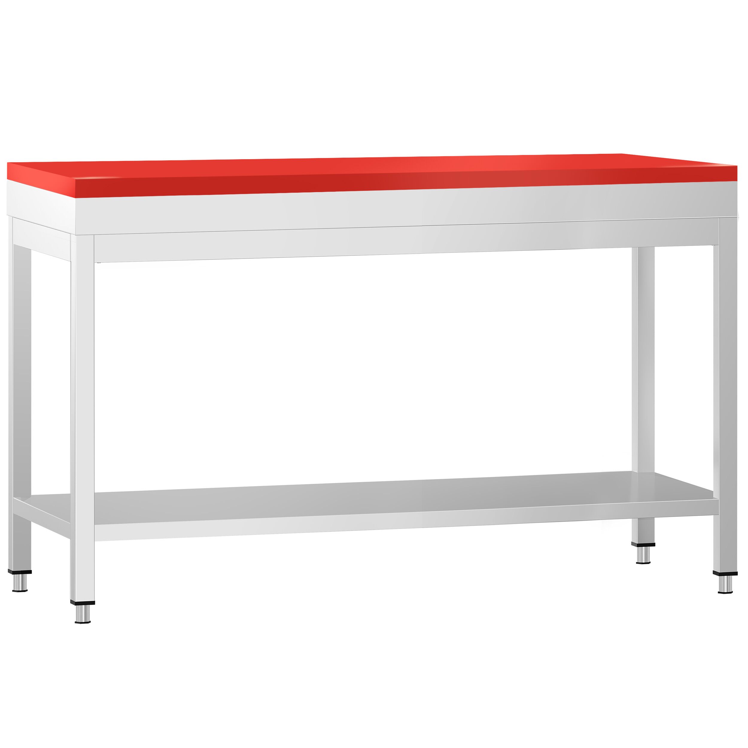 Table de travail inox PREMIUM - 1500 x 600 mm - avec tablette inférieure - incl. Planche à découper Rouge