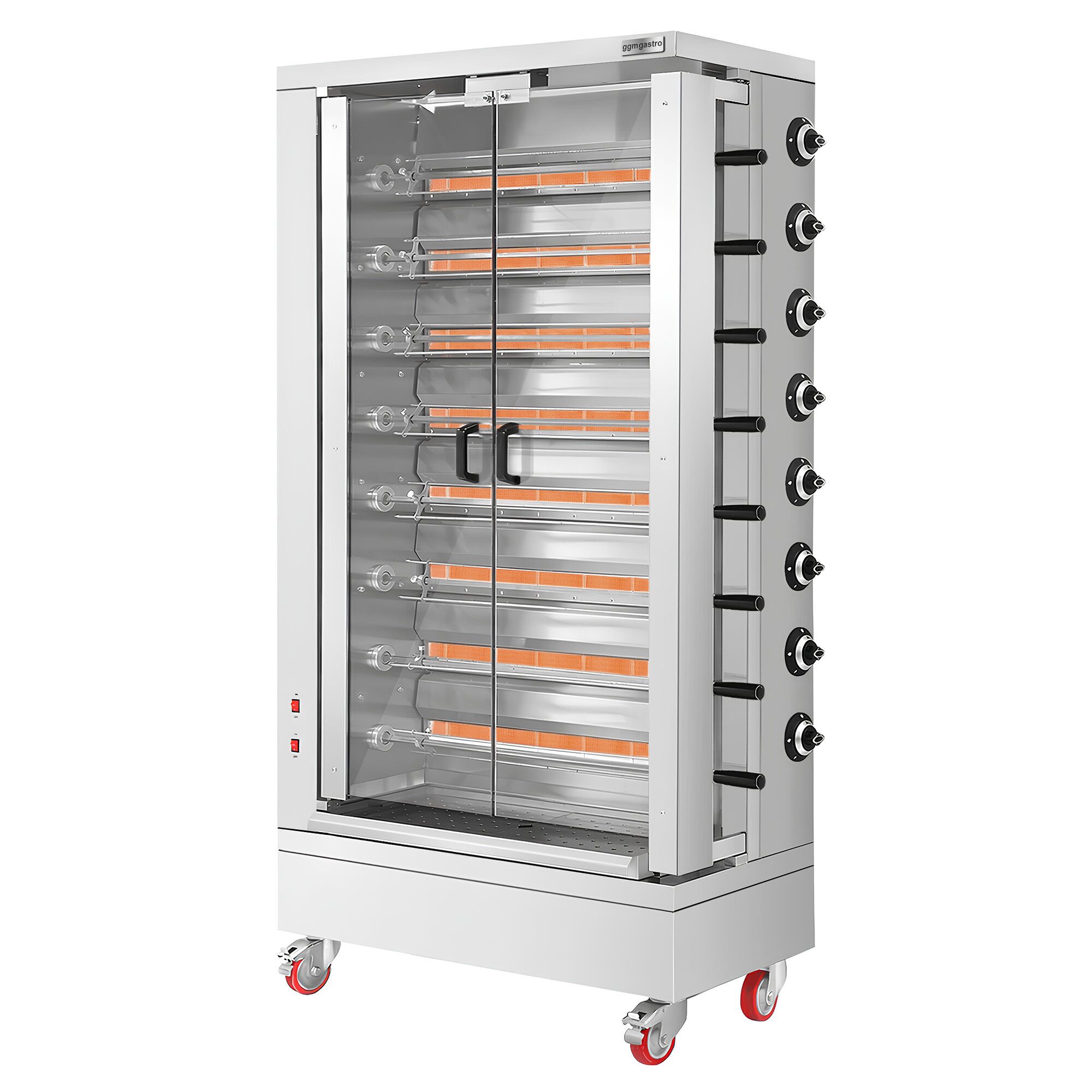 Gaz Rôtissoire à poulets Verticale - avec 8 broches pour jusqu’à 48 poulets - 51,73kW