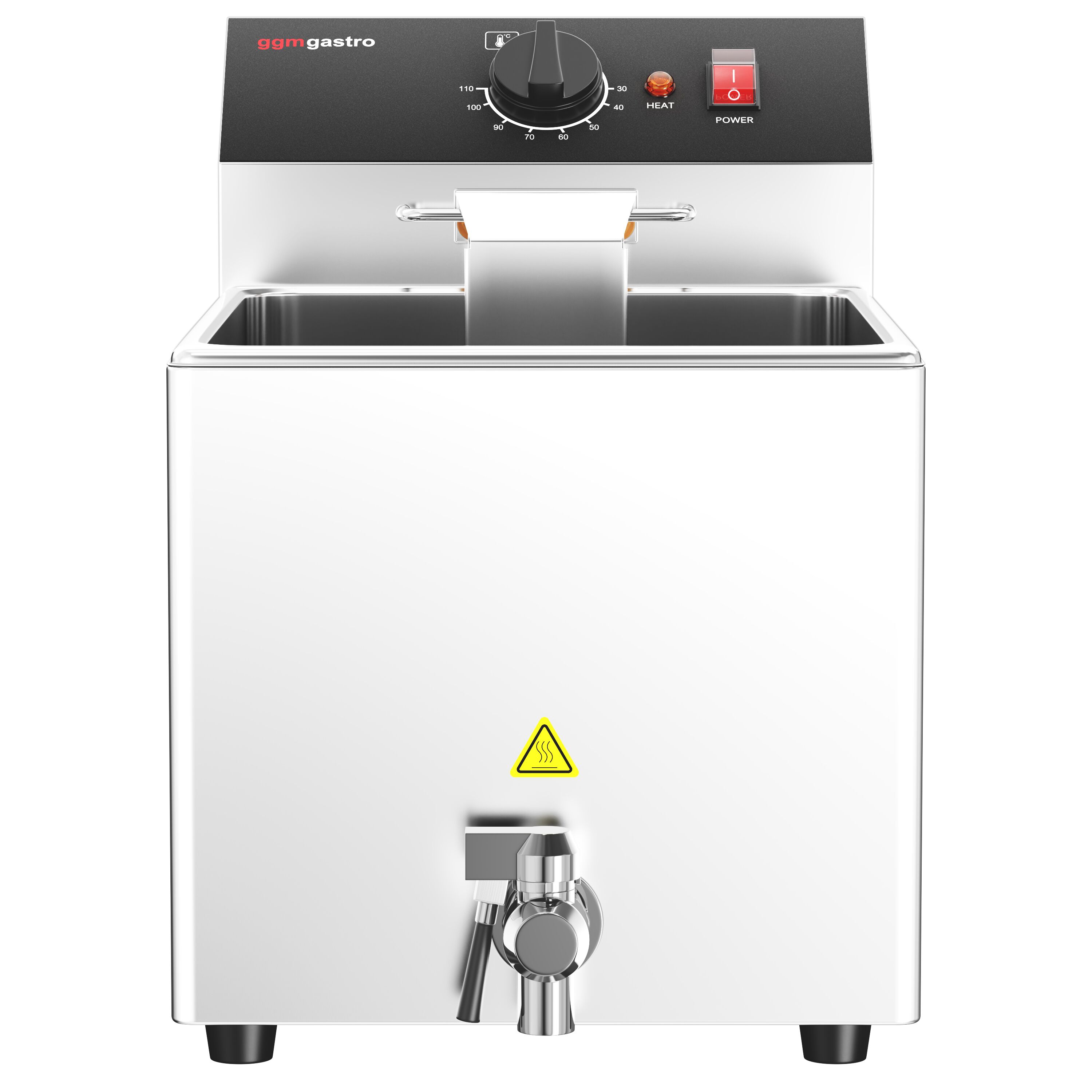 Cuiseur à pâtes électrique – 8 L – 3,25 kW – avec robinet de vidange – incl. 4 paniers