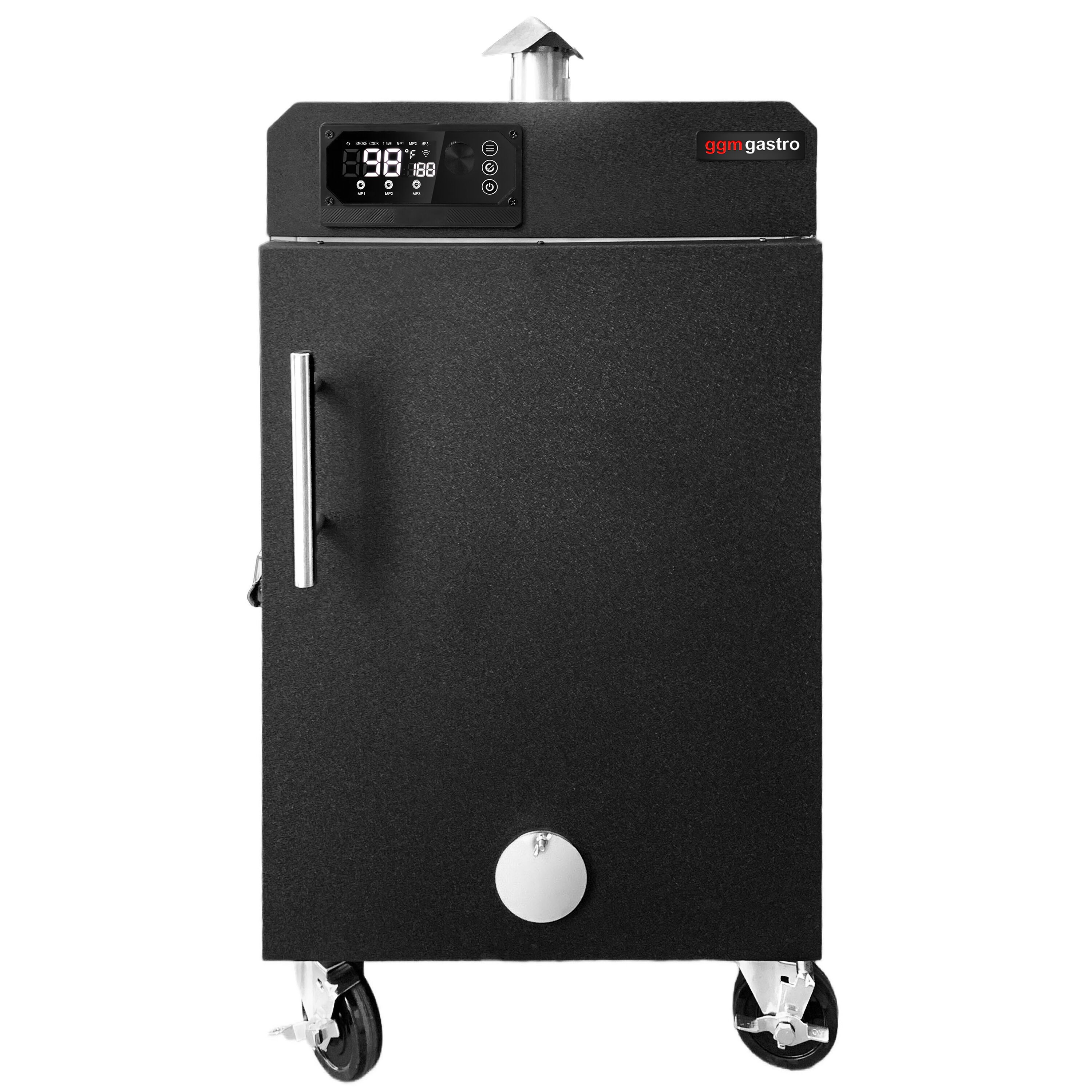 Fumoir électrique professionnel - Commande électronique - avec 4 grilles - 509x581mm - sur roulettes - Noir - fumage à chaud et à froid