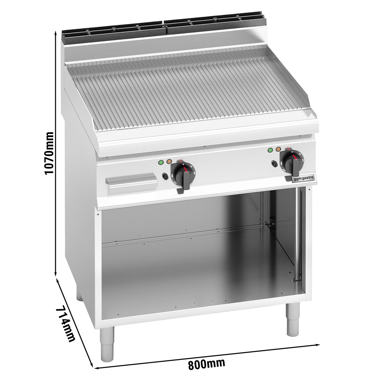 Commercial Electric Griddle - 9.6kW - Ribbed Plate - Cooking area: 795x500mm - on Stand