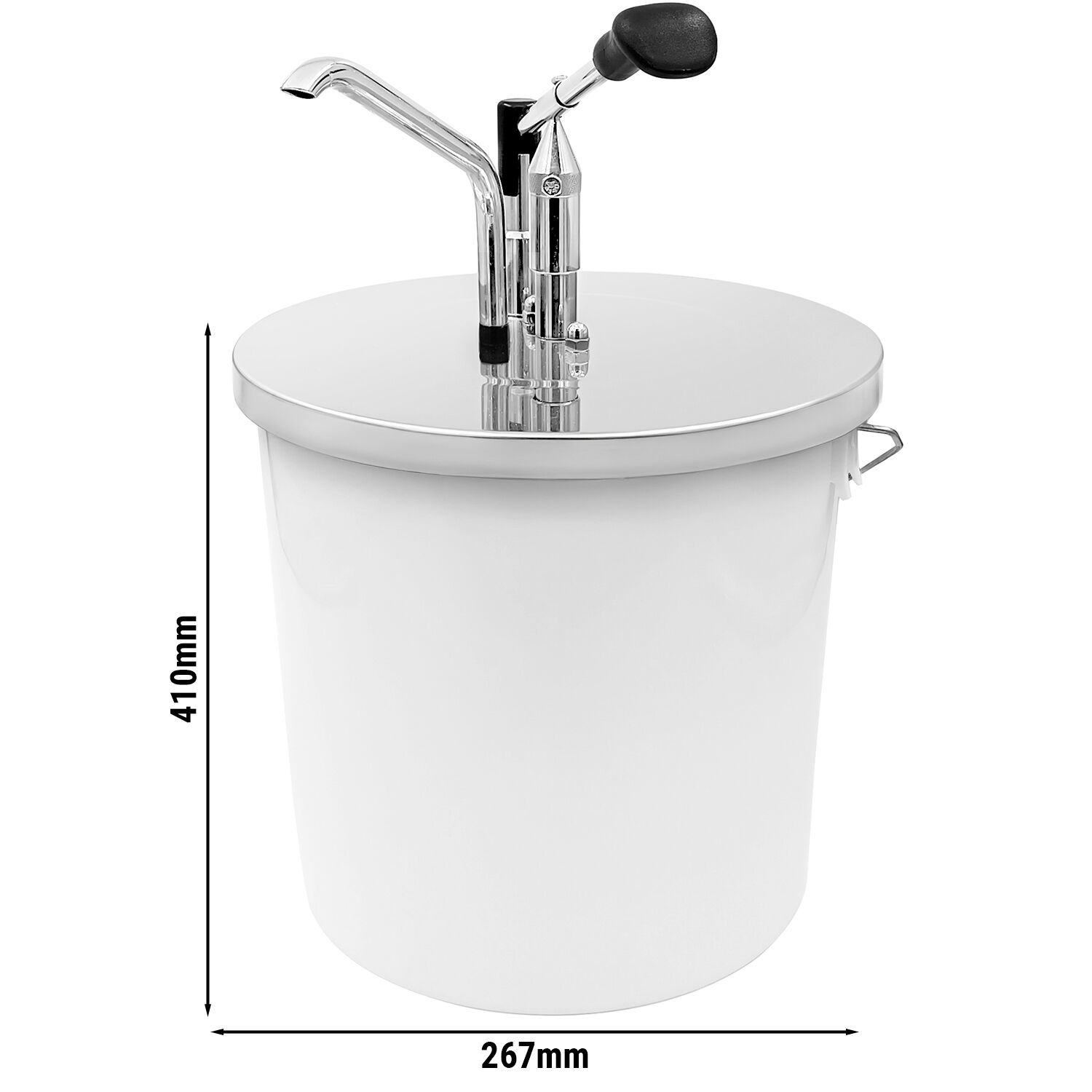 Pompe à sauce - 10L - à levier - dosage réglable - compatible avec seau 10L - acier inoxydable - 267x410mm